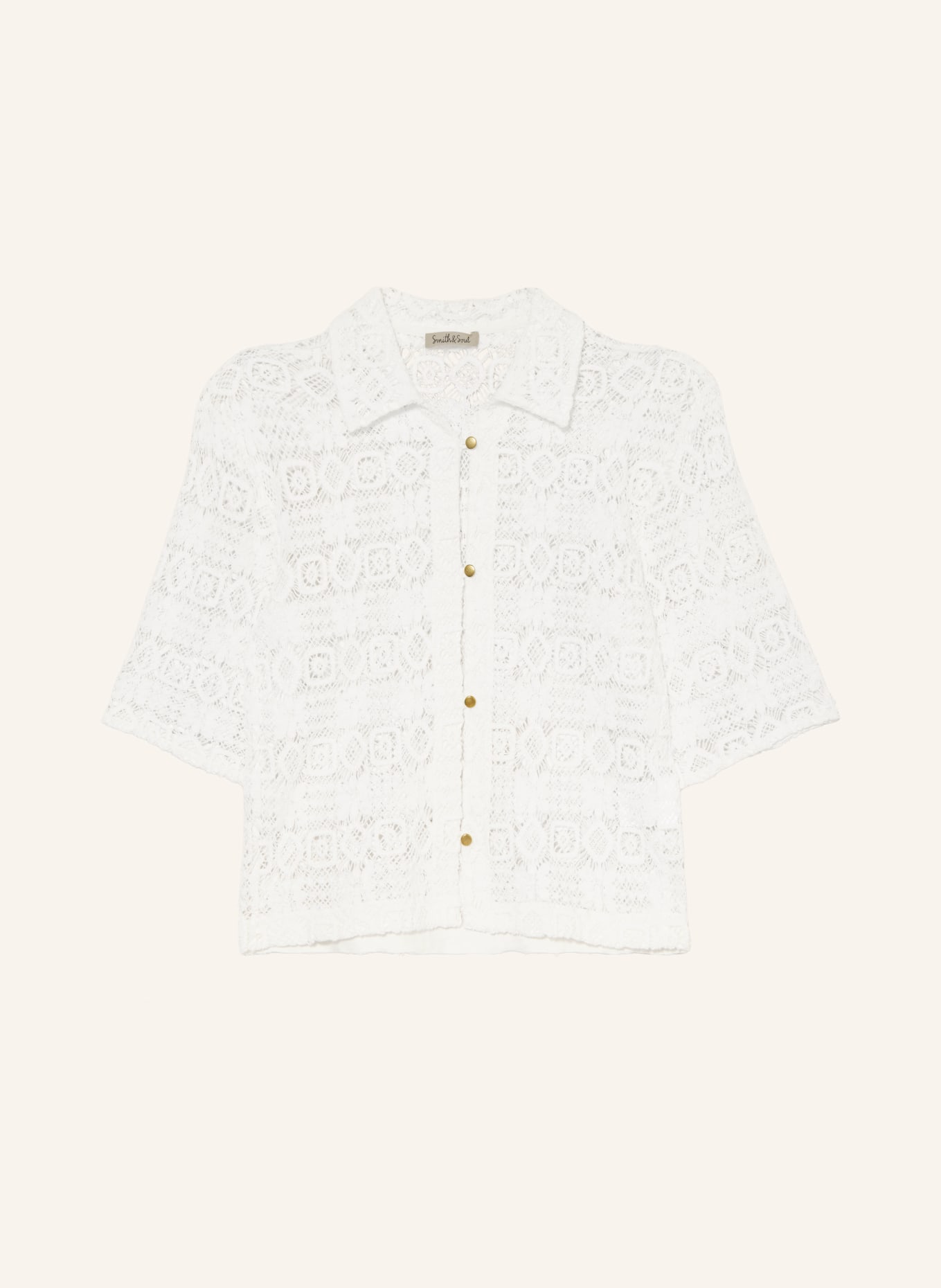 Smith & Soul Cropped-Hemdbluse aus Spitze: WEISS