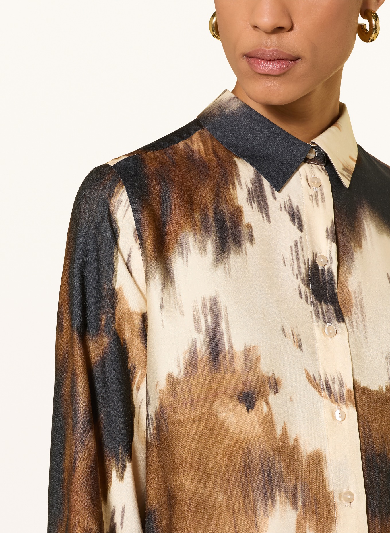 Smith & Soul Blouse with 3/4 sleeves: CREAM / BROWN / BLACK