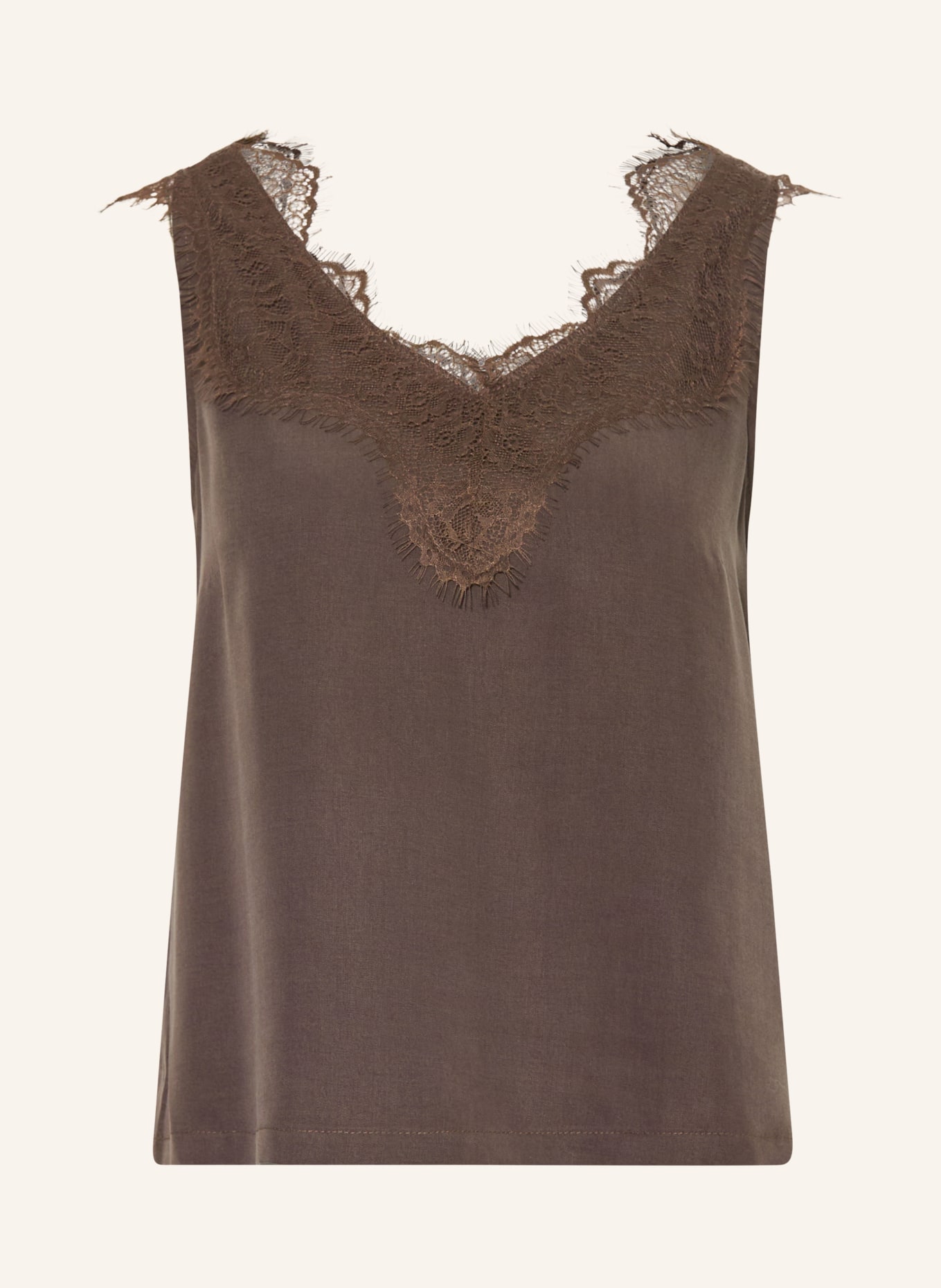 Smith & Soul Top s krajkou: TMAVĚ HNĚDÁ