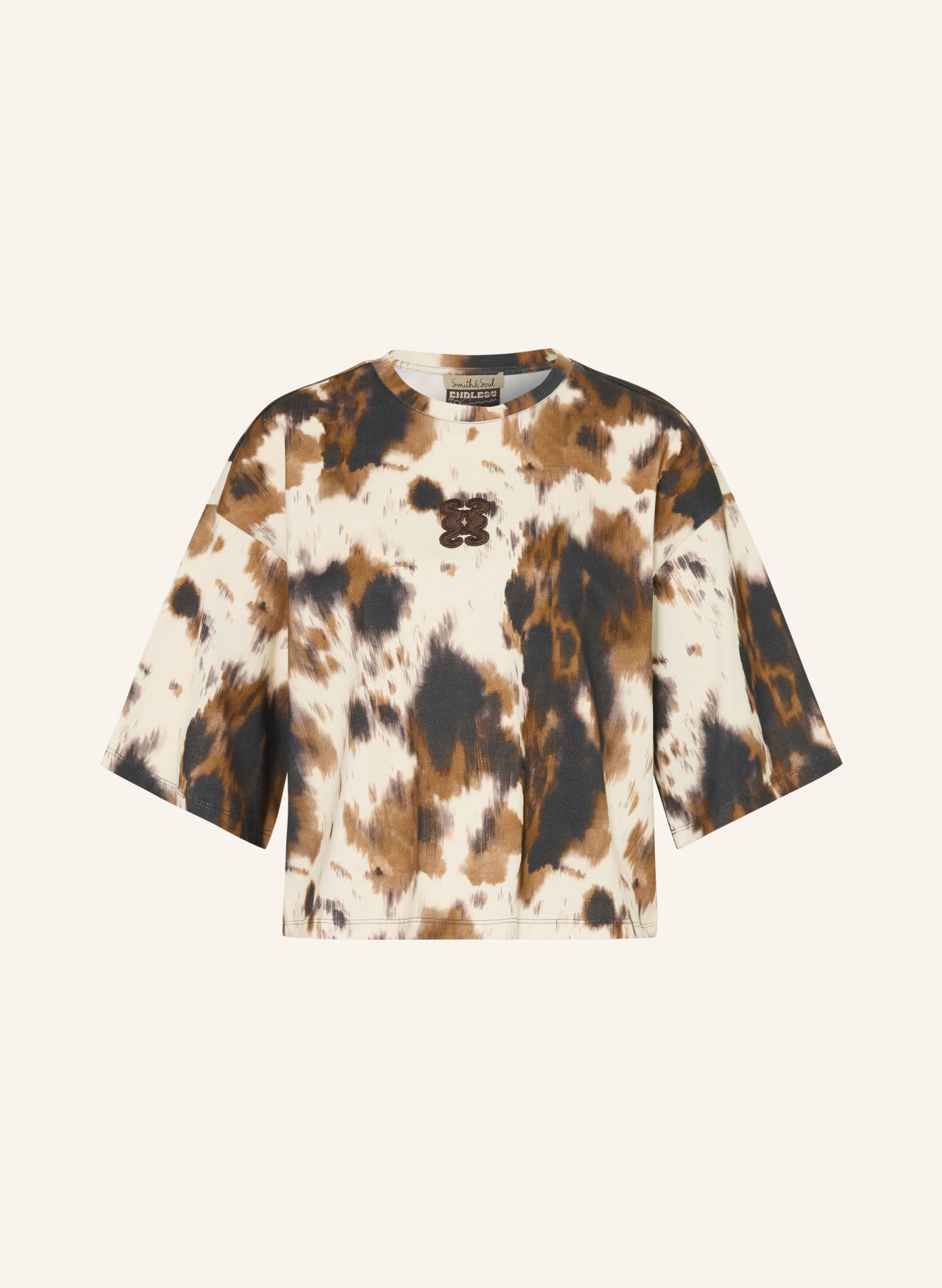 Smith & Soul BOXY T-shirt: CREAM / BROWN / BLACK