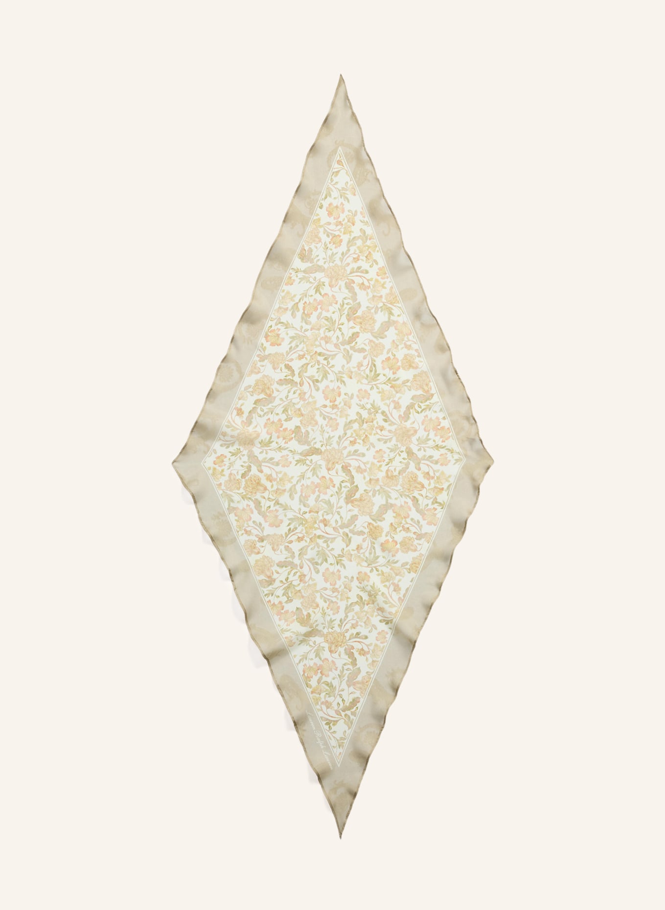 LAUREN RALPH LAUREN Silkesscarf: KHAKI / GRÄDDE / LJUSORANGE