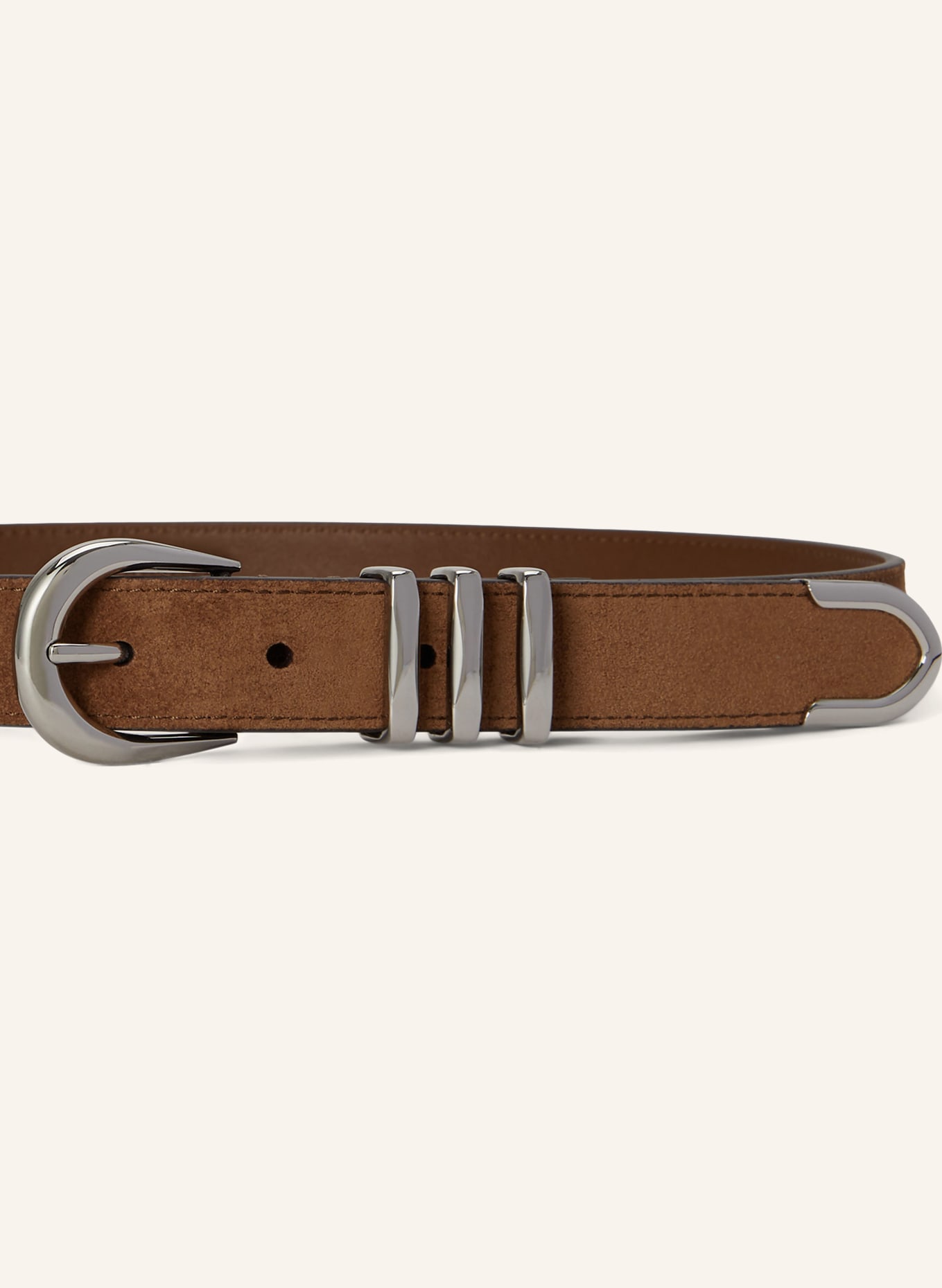 LAUREN RALPH LAUREN Läderbälte: BRUN / SILVER