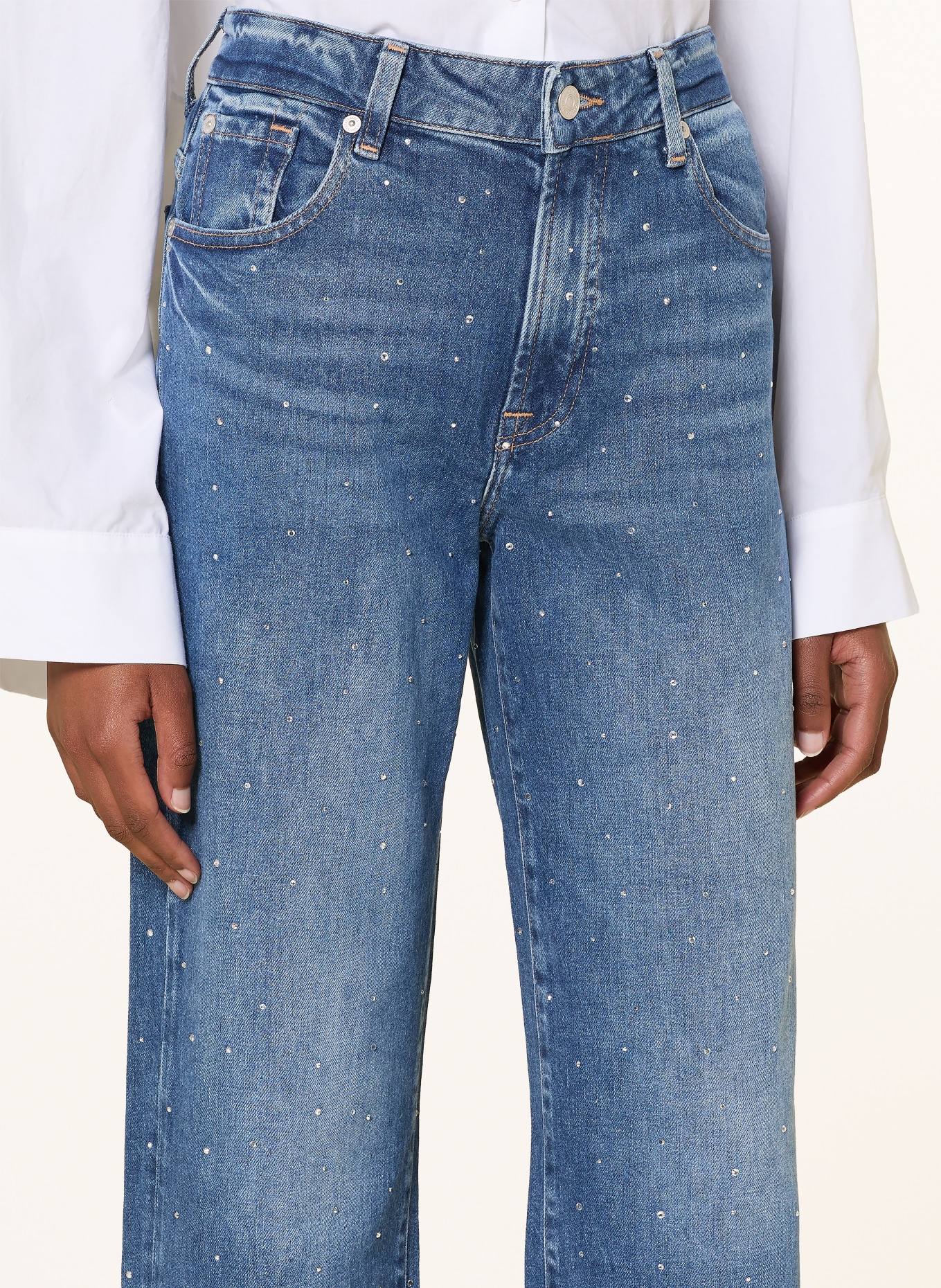 7 for all mankind Straight Jeans STOVEPIPE mit Schmucksteinen: 3NK BLUE SHINE