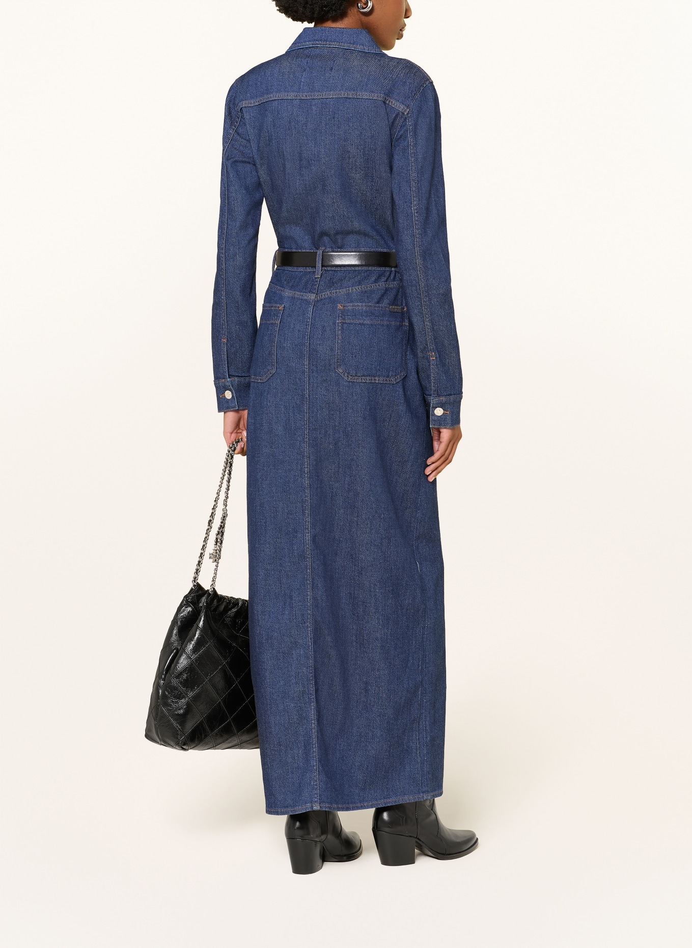 7 for all mankind Džínové šaty UTILITY MAXI DRESS: TMAVĚ MODRÁ
