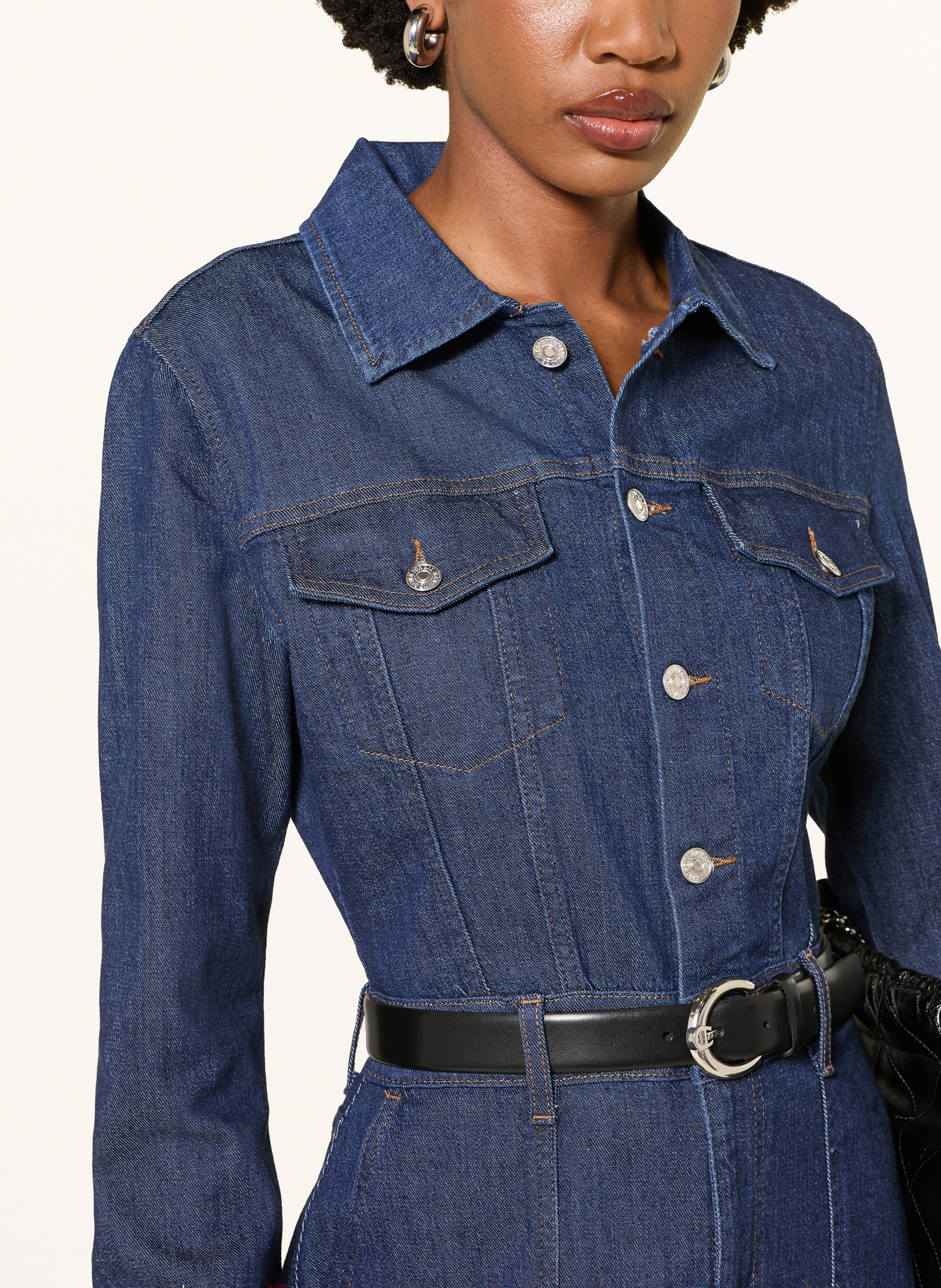 7 for all mankind Džínové šaty UTILITY MAXI DRESS: TMAVĚ MODRÁ