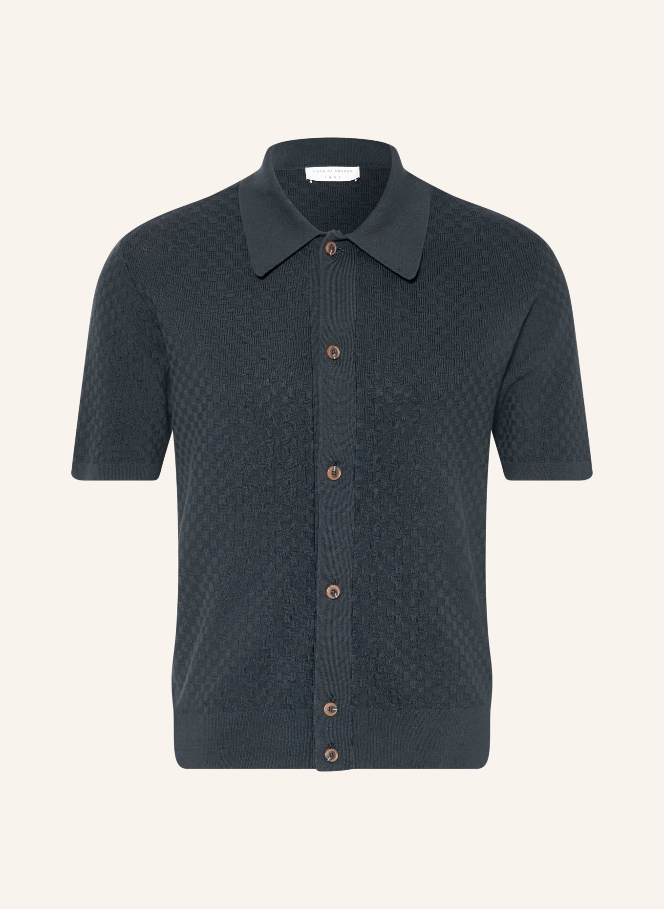 TIGER OF SWEDEN Pletená košile ARAAWEN Slim Fit: ČERNÁ