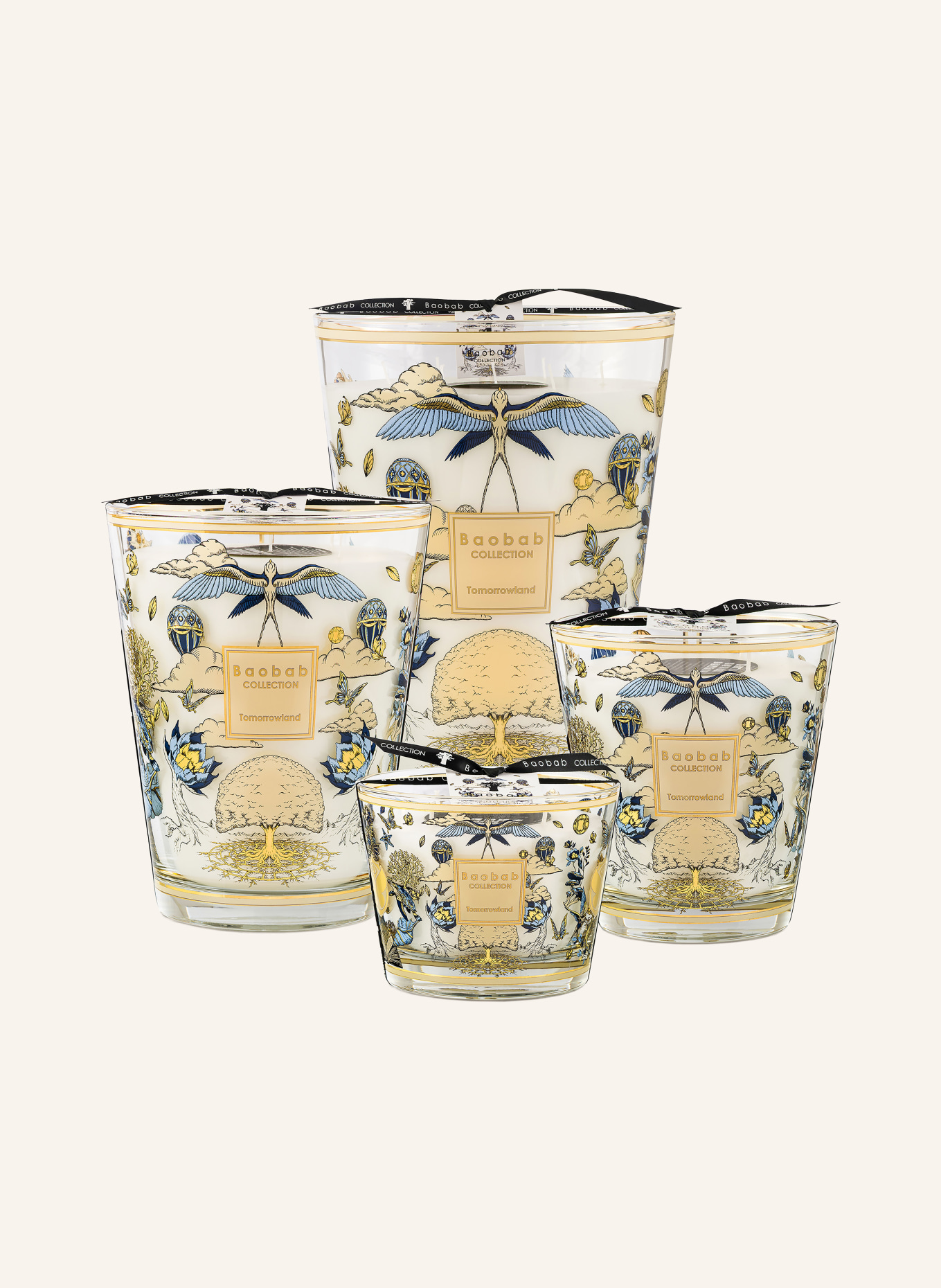 Baobab COLLECTION Duftkerze TOMORROWLAND: WEISS / GOLD / HELLBLAU