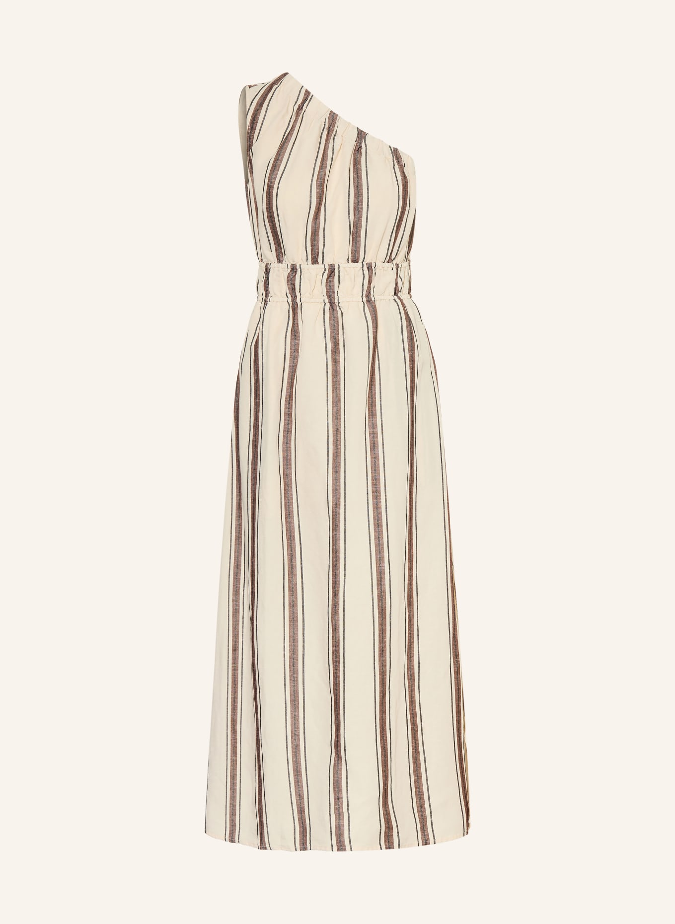 Rails SELANI one-shoulder dress with linen: ECRU / BROWN / BLACK