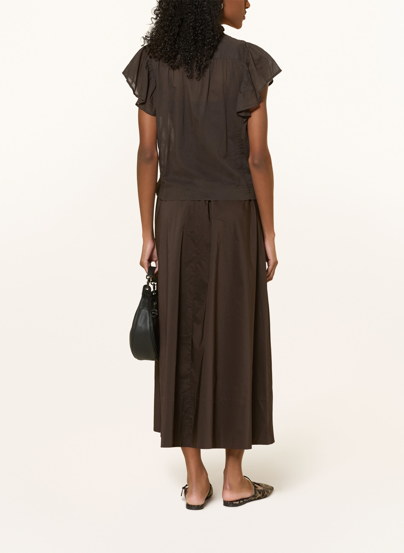 NEO NOIR Bluse VINSA S mit Rüschen: DUNKELBRAUN