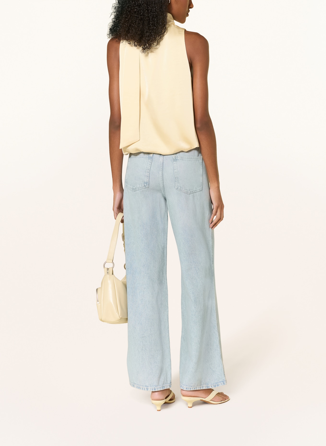 NEO NOIR VEDA satin top with tie detail: LIGHT YELLOW