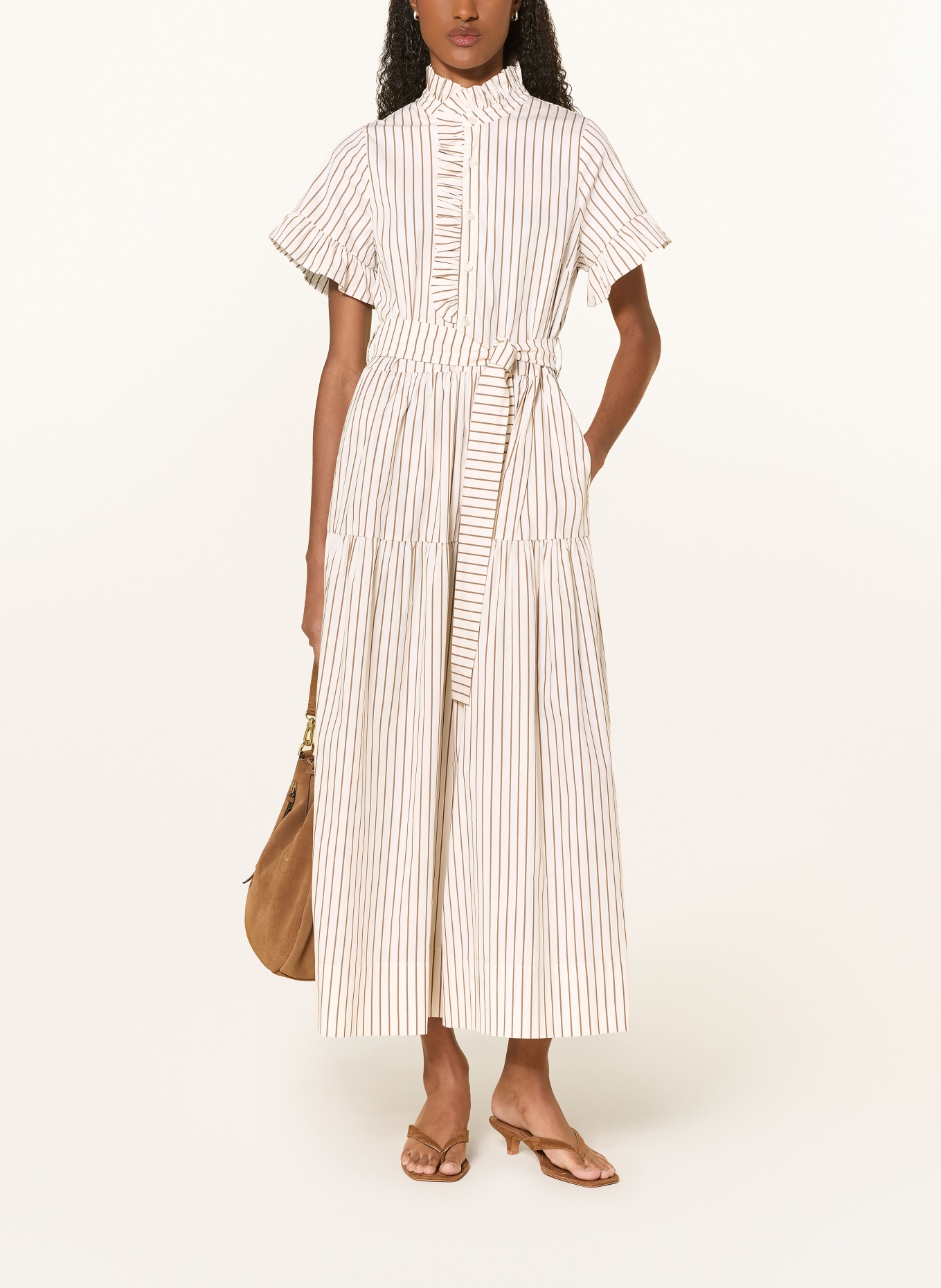 NEO NOIR Kleid NELLIE: WEISS / CAMEL
