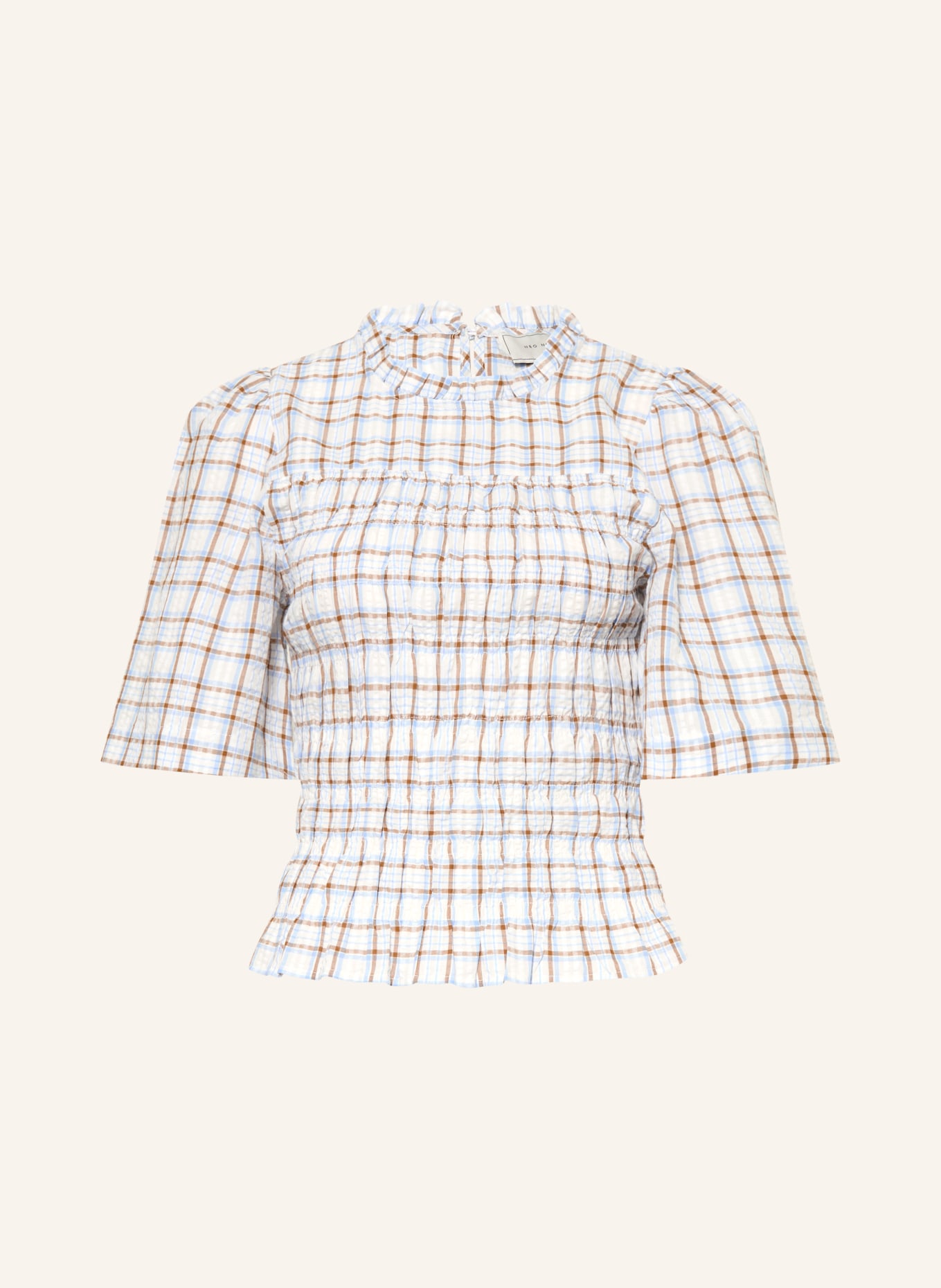 NEO NOIR Blusenshirt POSSINI: WEISS / CAMEL / HELLBLAU