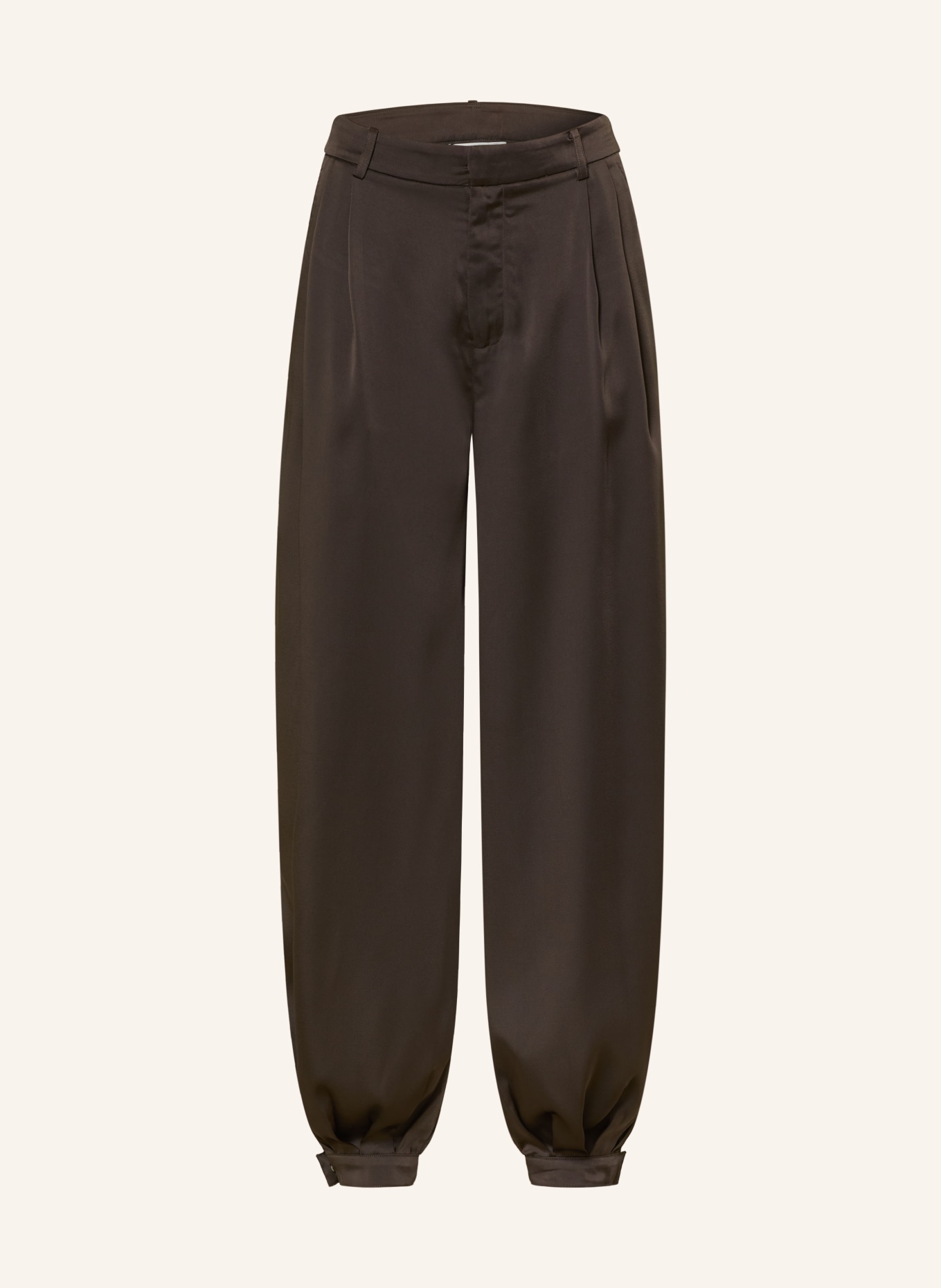 NEO NOIR Pantalon en satin FAYLA: MARRON FONCÉ