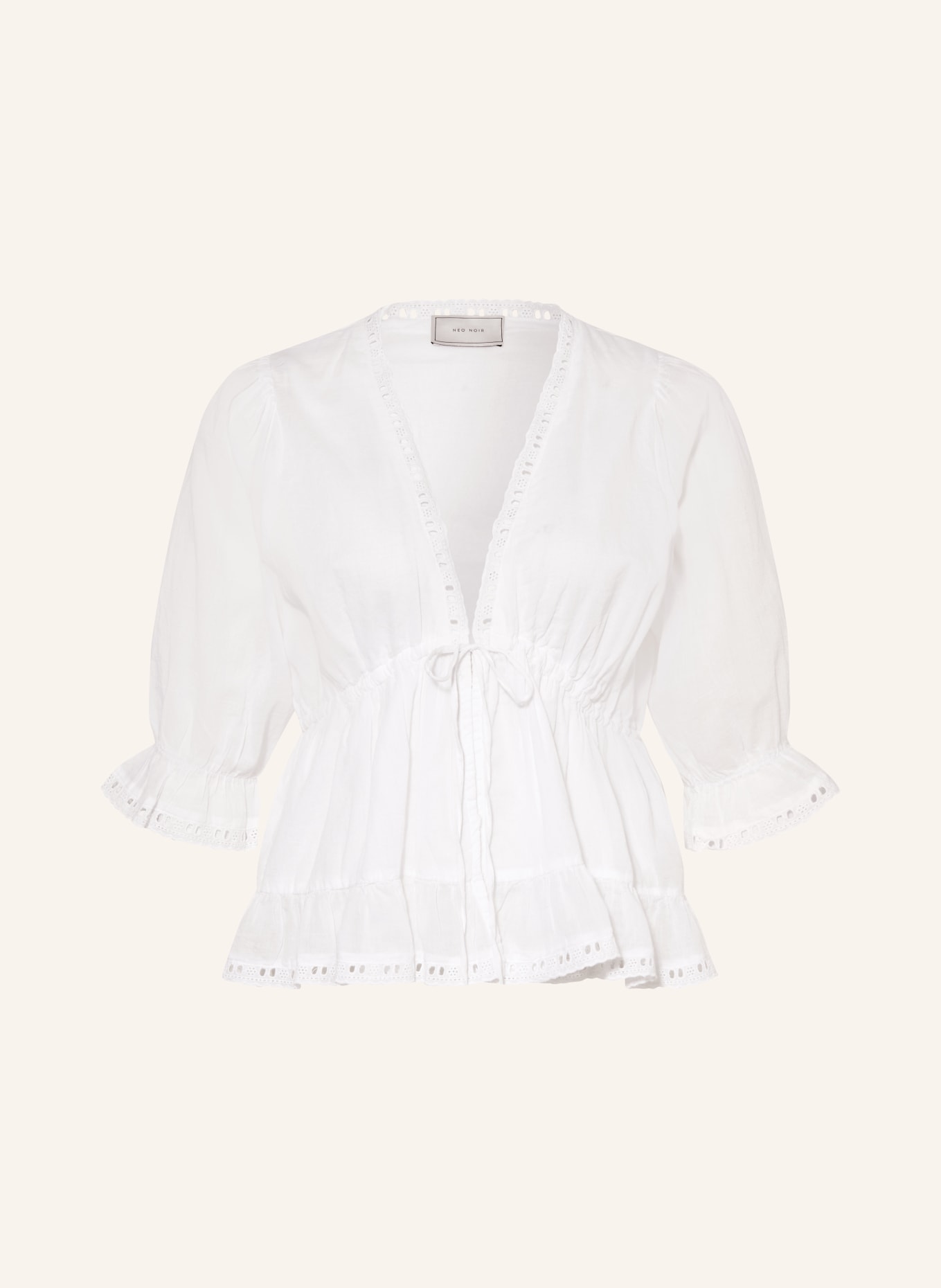 NEO NOIR Bluse ADELIA med hulblonder: HVID