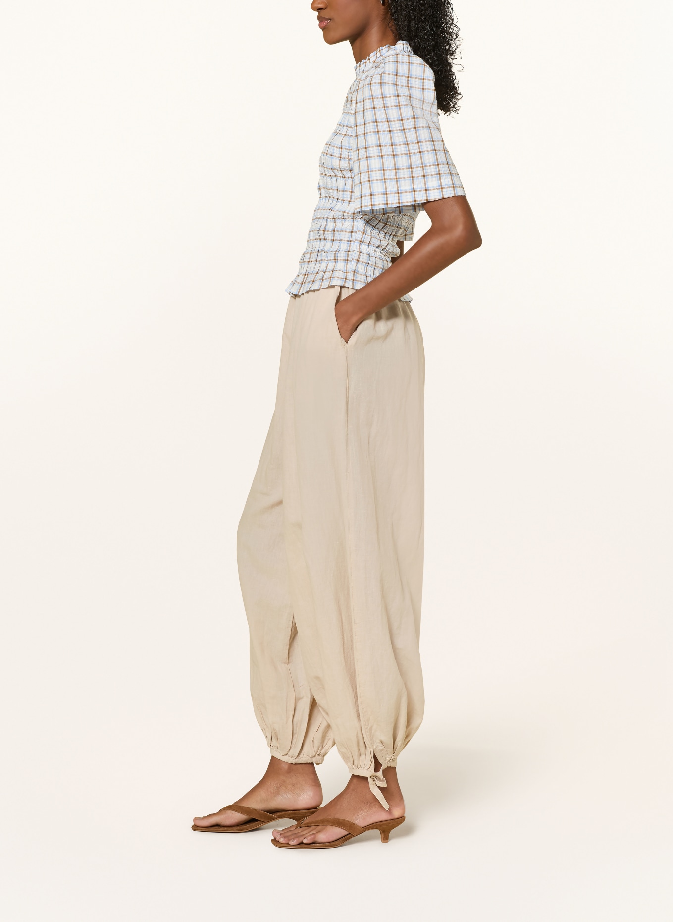 NEO NOIR Pantalon ROXANE en lin: BEIGE