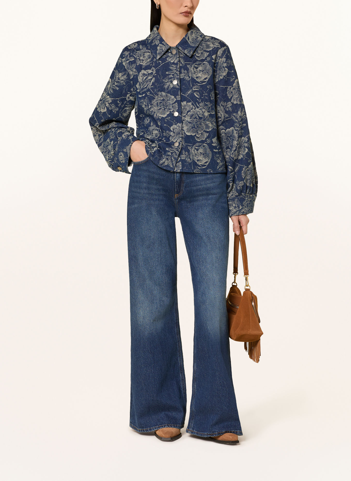 MSCH COPENHAGEN Jeansjacka MSCHTITA: MID BLUE FLOWER