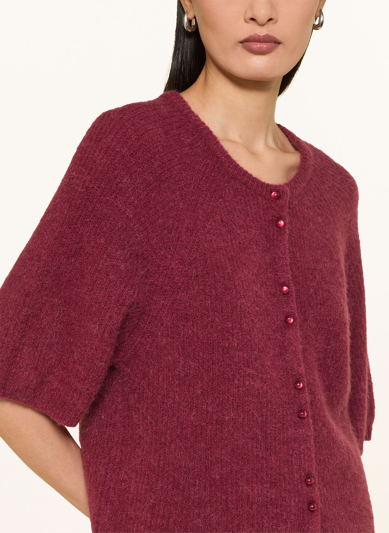 MSCH COPENHAGEN Strickjacke MSCHBONDIE HOPE mit 3/4-Arm: DUNKELROT