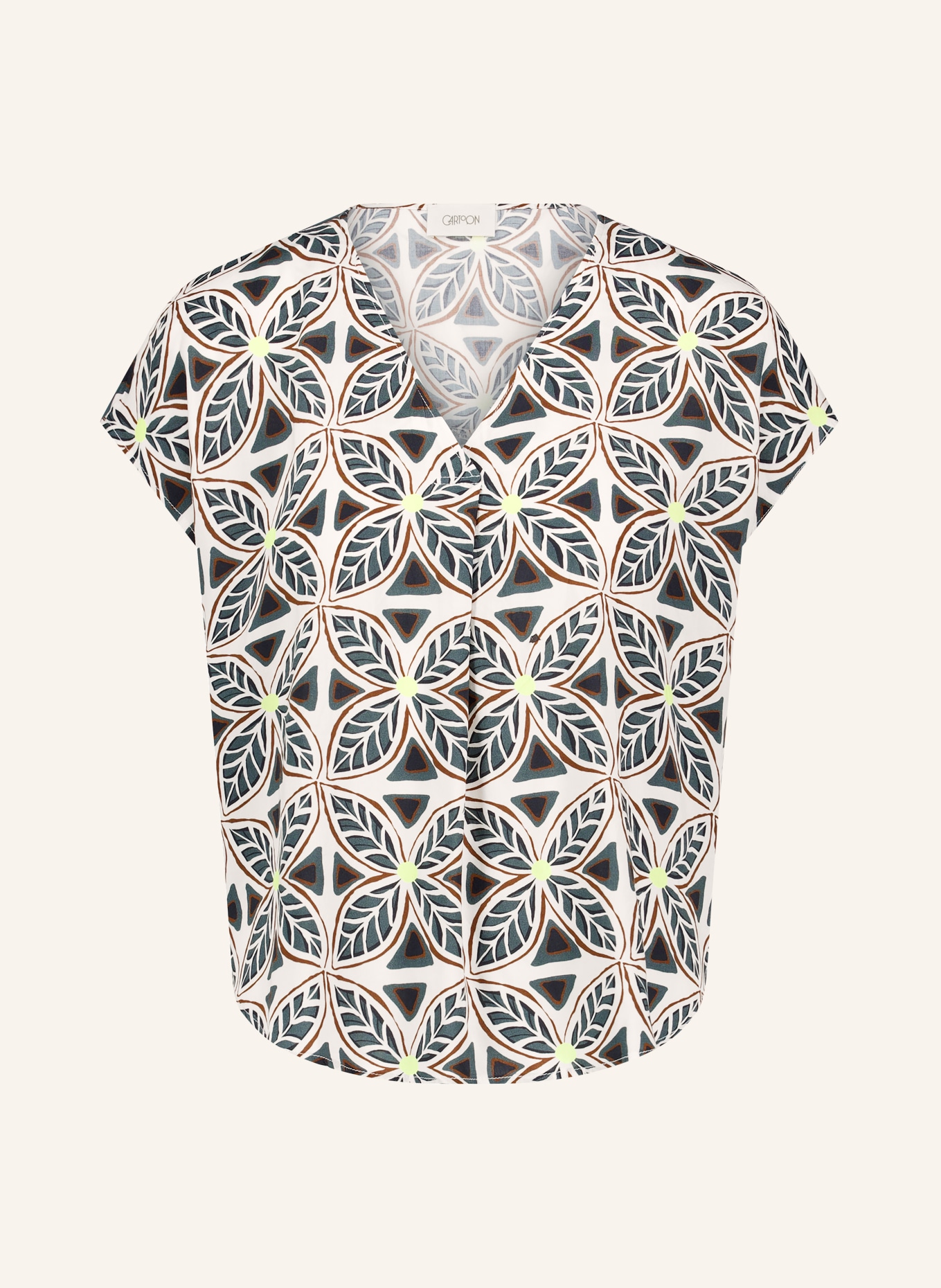 CARTOON Blusenshirt: PETROL / BRAUN / WEISS
