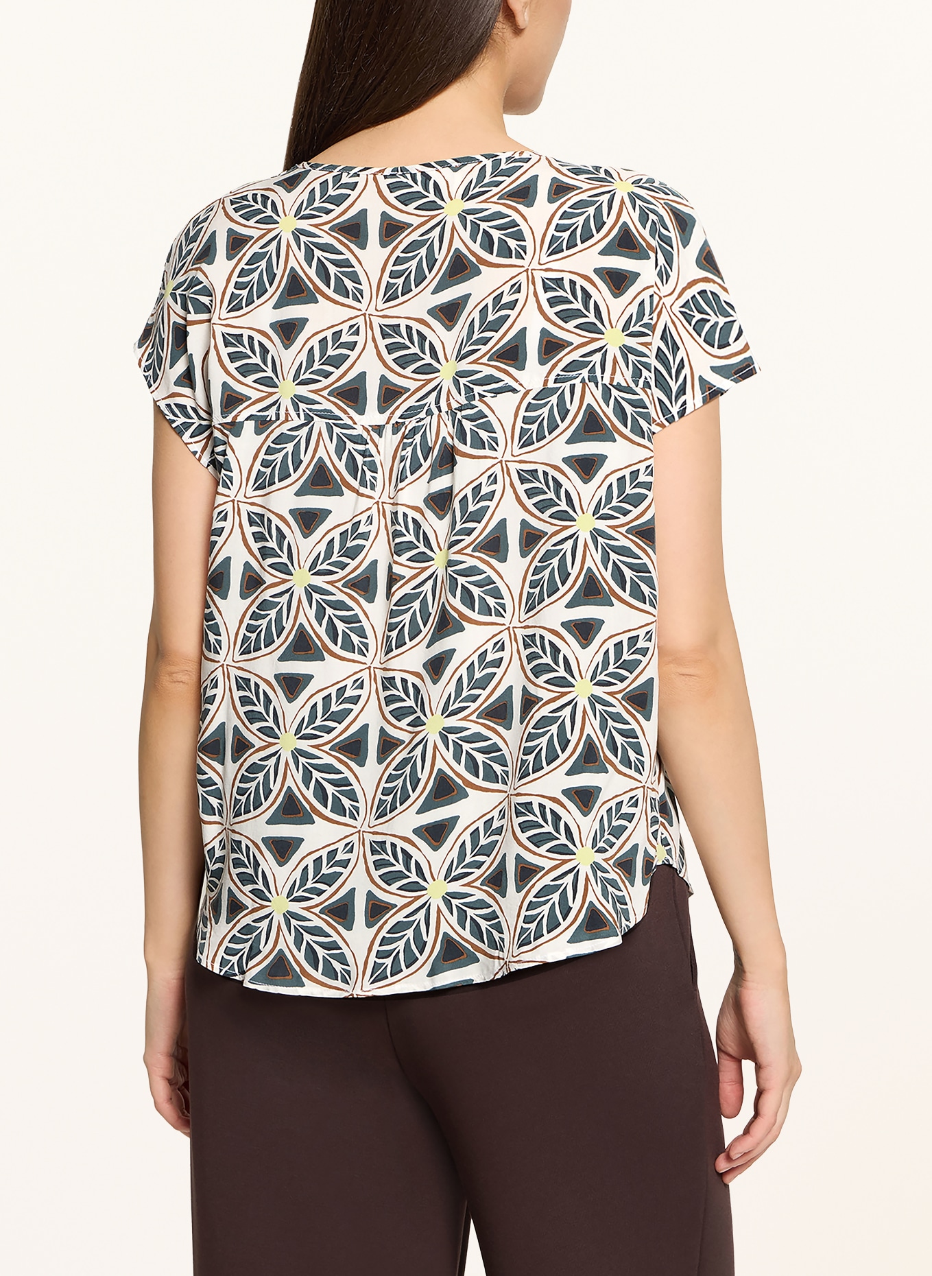 CARTOON Blusenshirt: PETROL / BRAUN / WEISS
