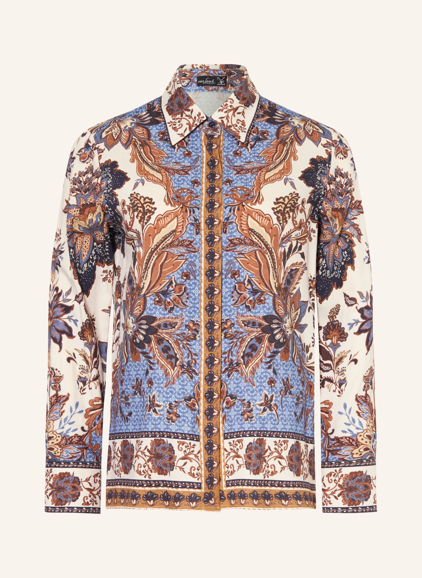 van Laack Overhemdblouse VL-CELLISA-PX: LICHTBRUIN / BRUIN / BLAUW