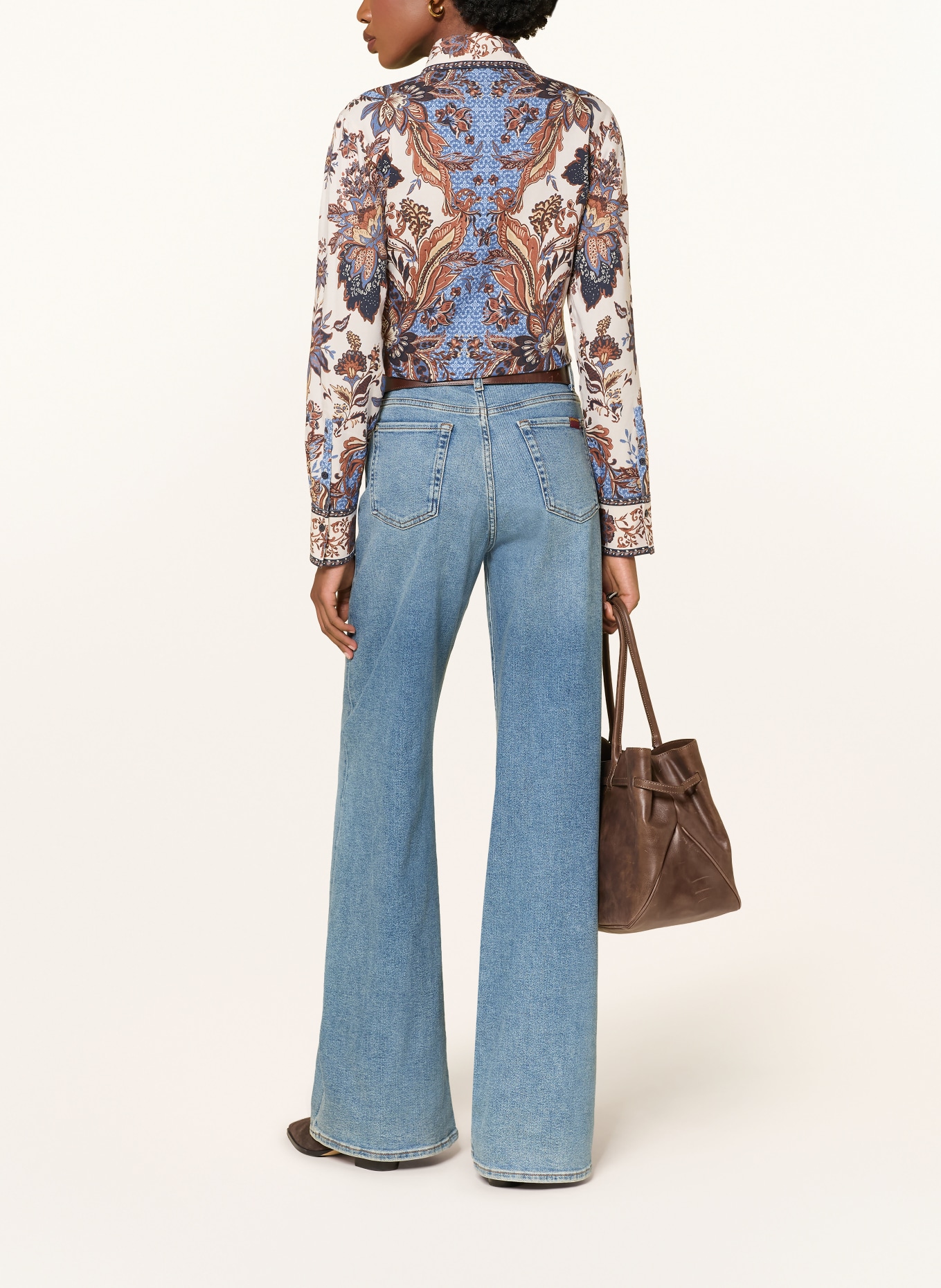 van Laack Overhemdblouse VL-CELLISA-PX: LICHTBRUIN / BRUIN / BLAUW