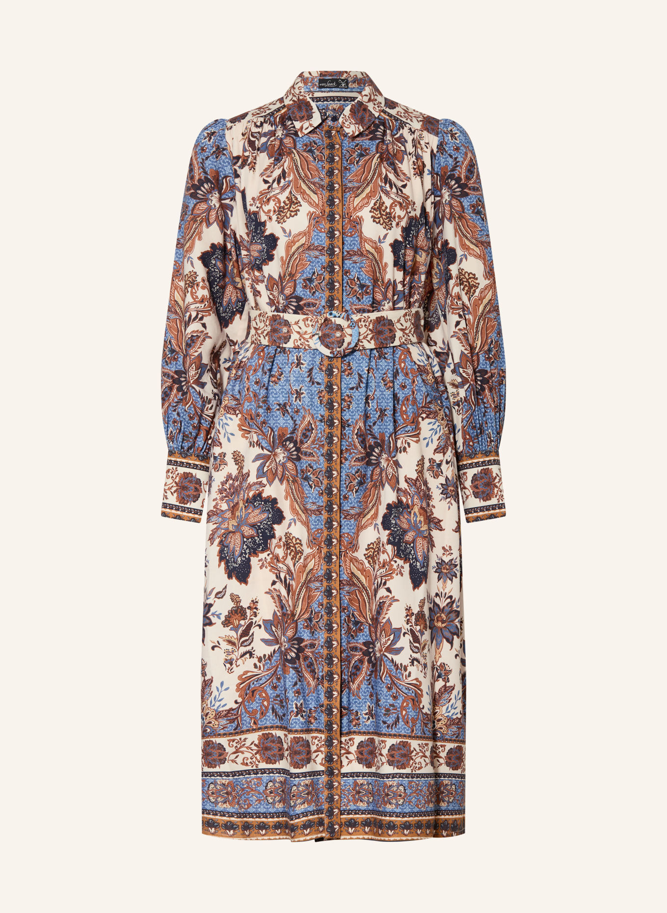 van Laack Hemdblusenkleid VL-KALWIAS-PX: DUNKELBLAU / BRAUN / BEIGE