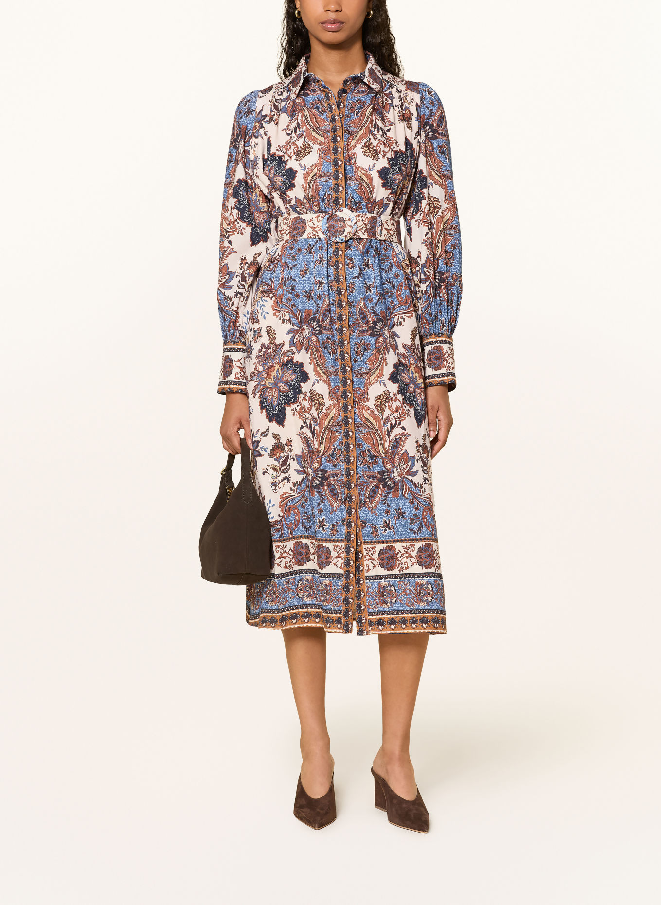 van Laack Hemdblusenkleid VL-KALWIAS-PX: DUNKELBLAU / BRAUN / BEIGE