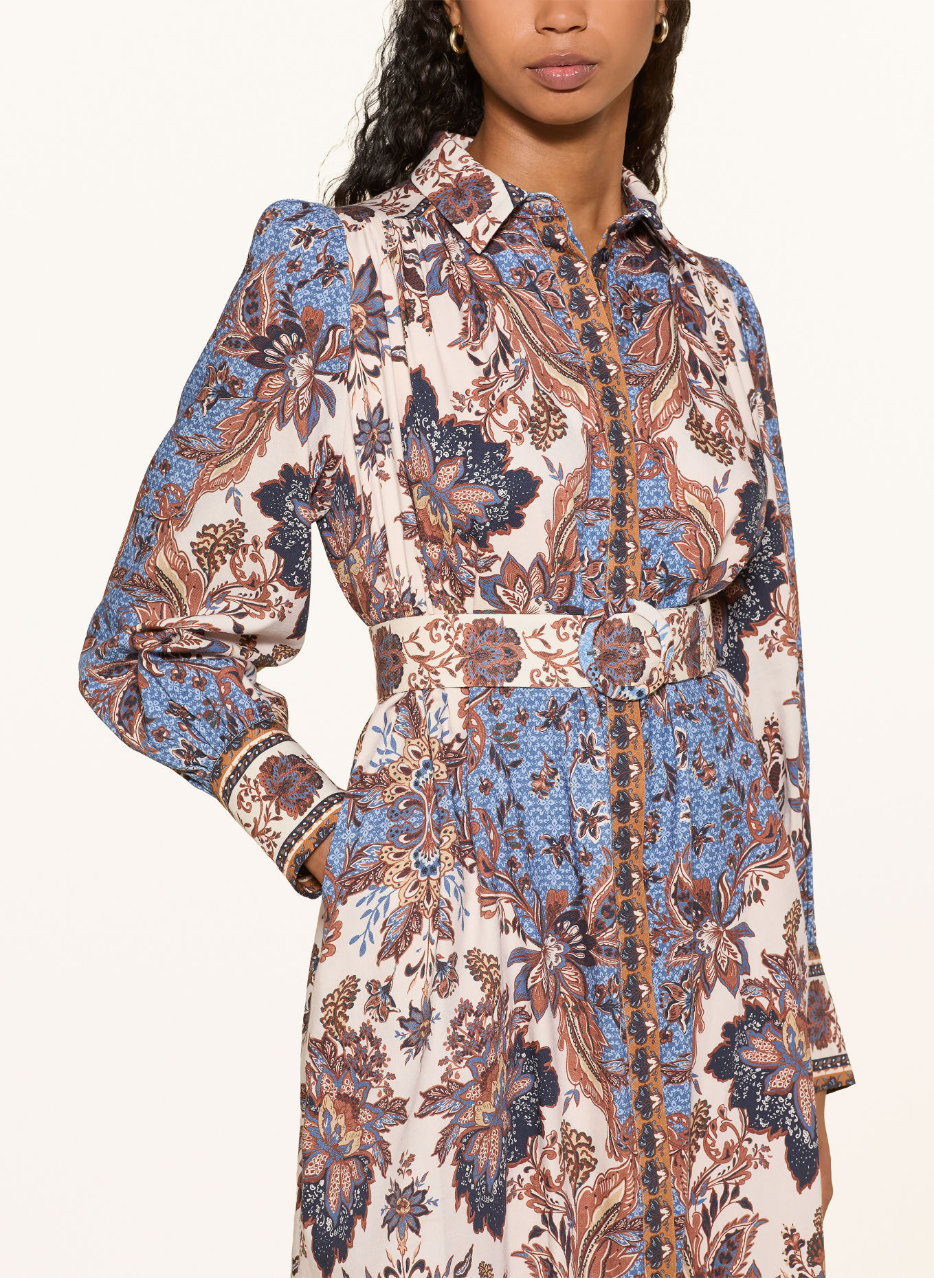 van Laack Hemdblusenkleid VL-KALWIAS-PX: DUNKELBLAU / BRAUN / BEIGE
