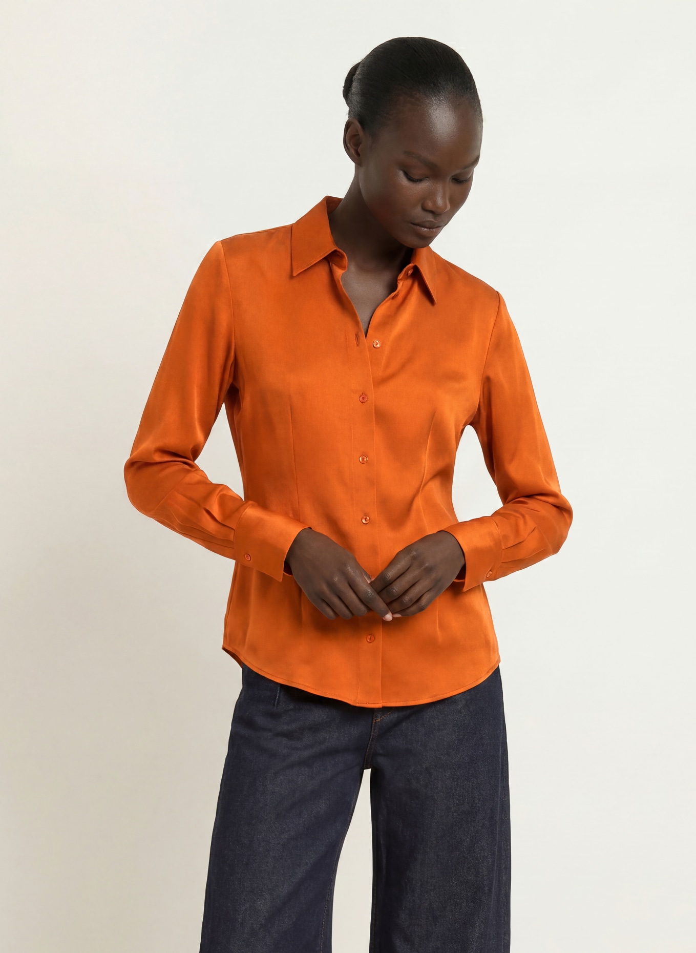 van Laack Hemdbluse VL-ULIZ-XX mit Seide: DUNKELORANGE