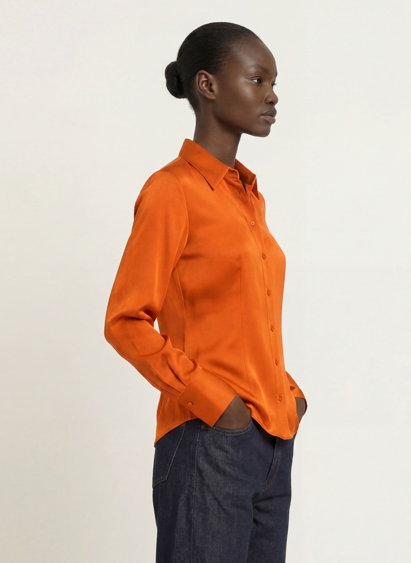 van Laack Hemdbluse VL-ULIZ-XX mit Seide: DUNKELORANGE