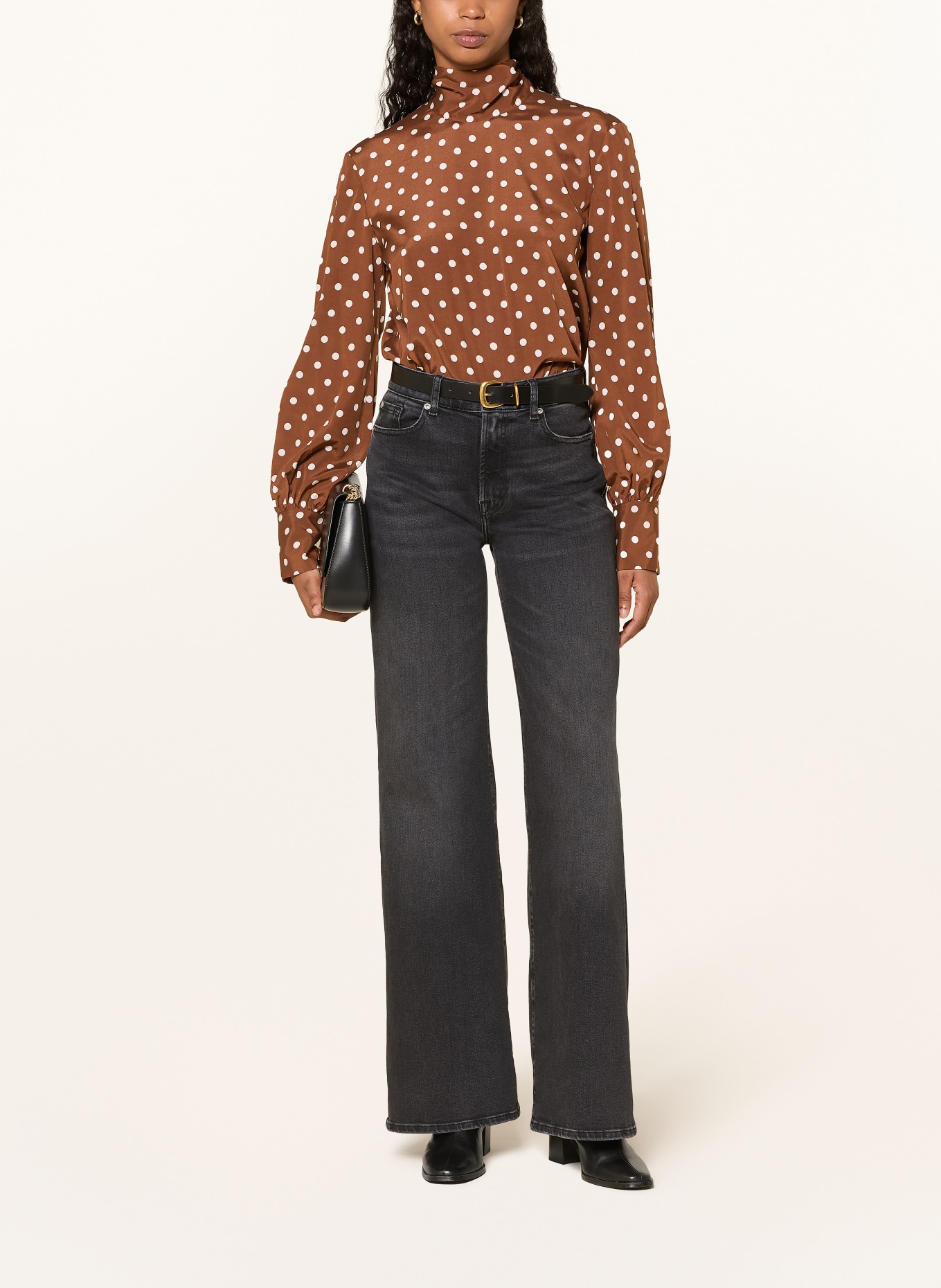 van Laack Strikblouse VL-IDENI-XX met zijde: BRUIN / WIT