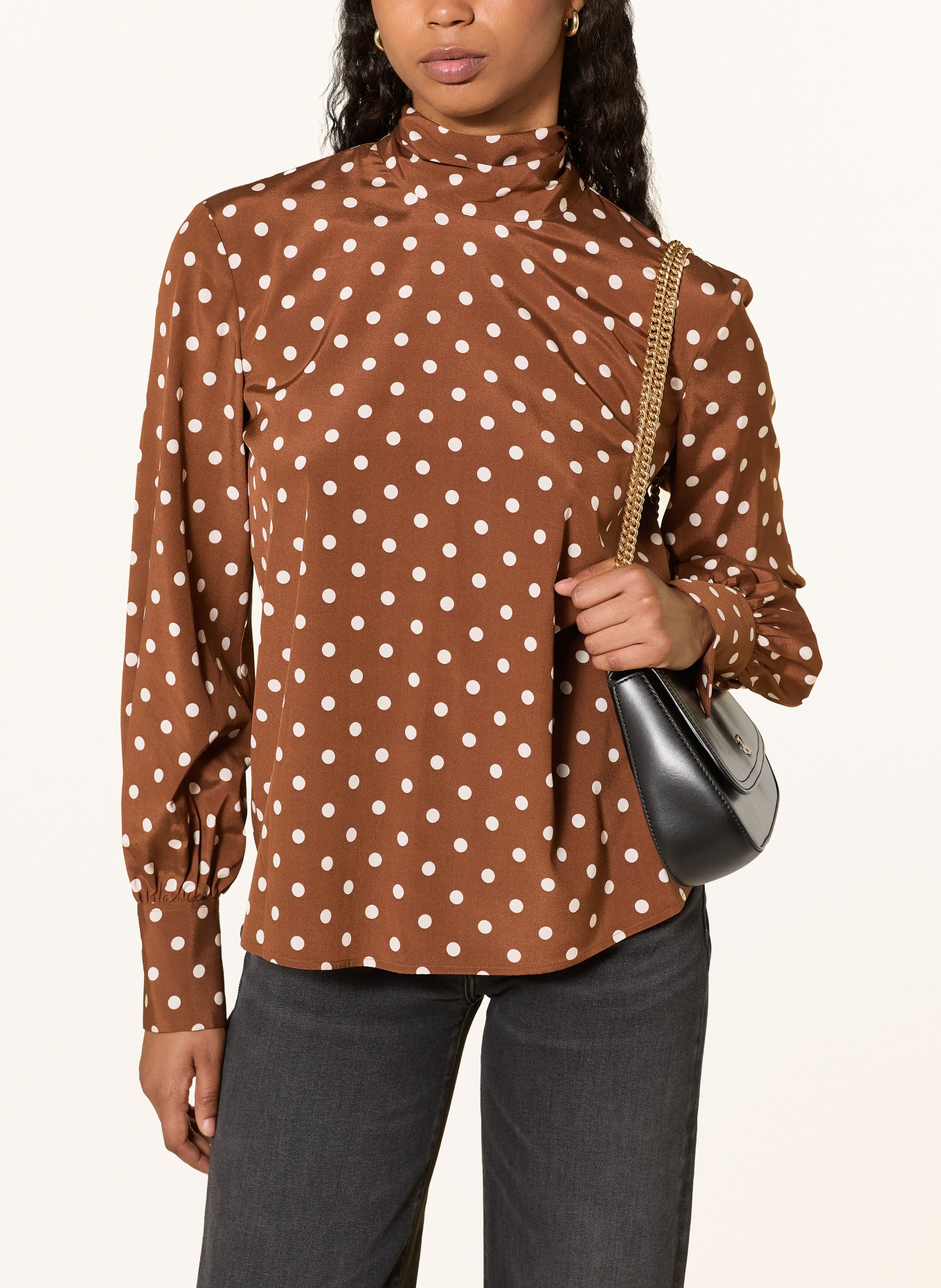 van Laack Strikblouse VL-IDENI-XX met zijde: BRUIN / WIT