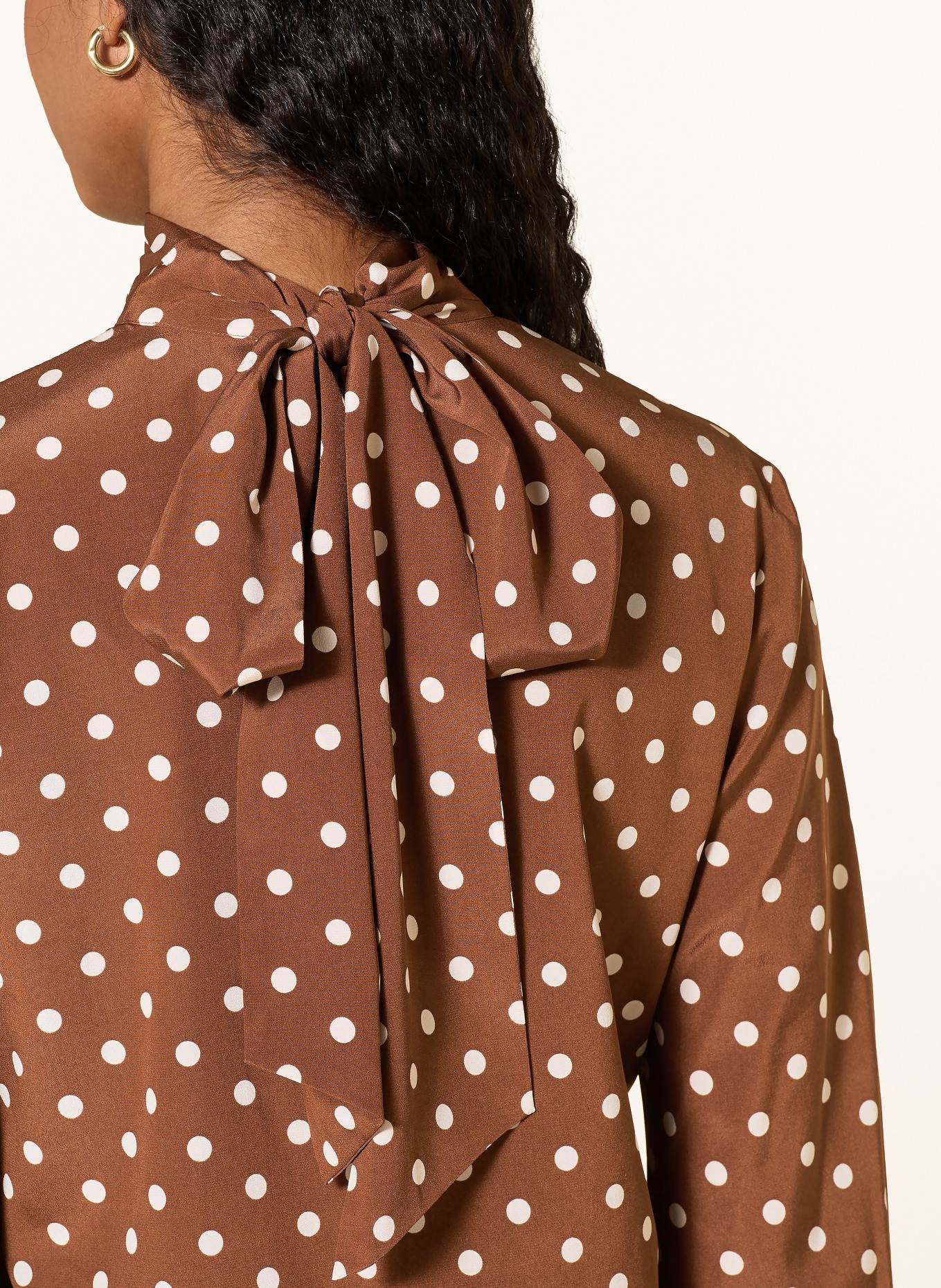 van Laack Strikblouse VL-IDENI-XX met zijde: BRUIN / WIT