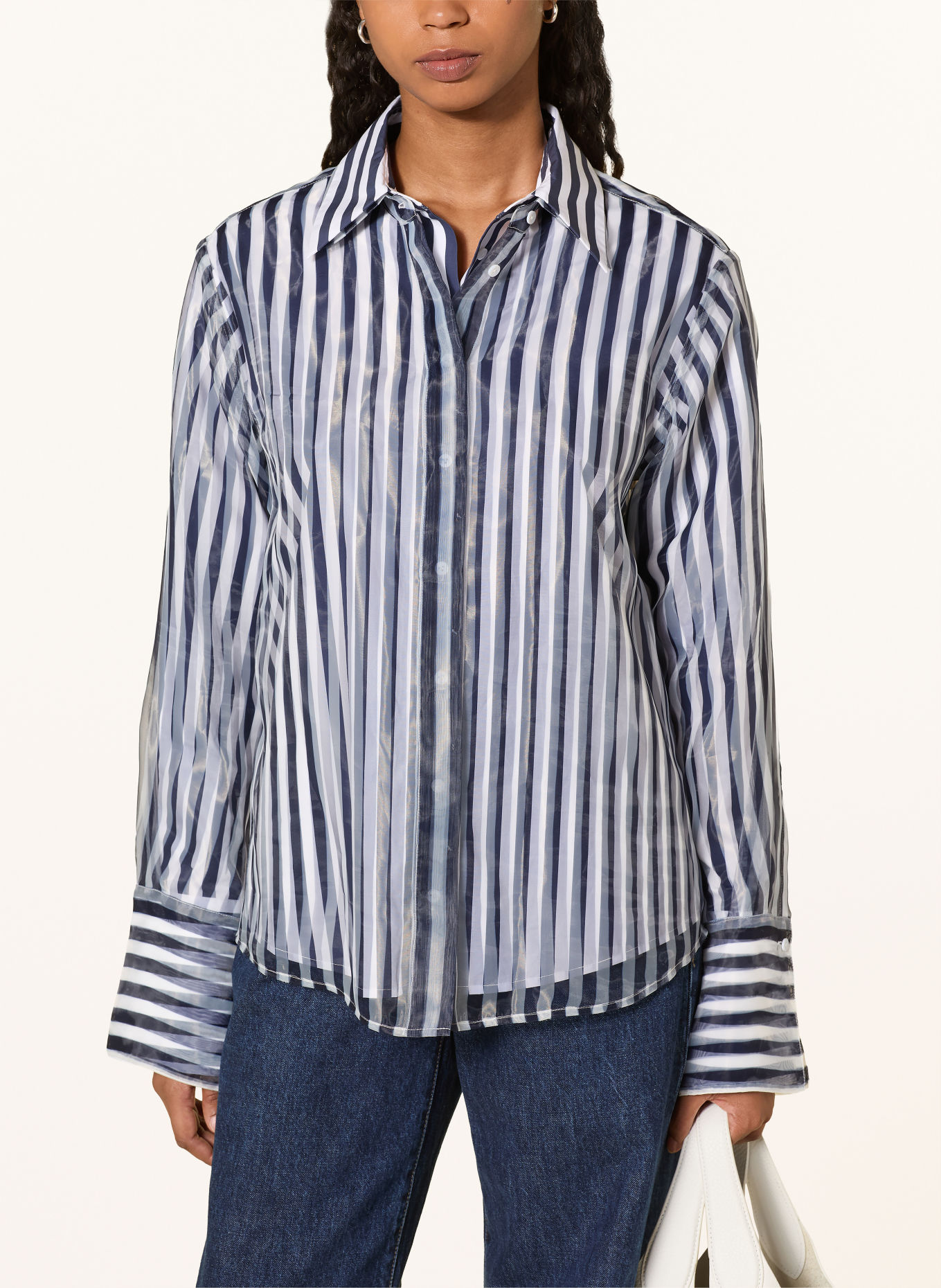 van Laack Hemdbluse VL-AZIKOU-F: DUNKELBLAU / WEISS