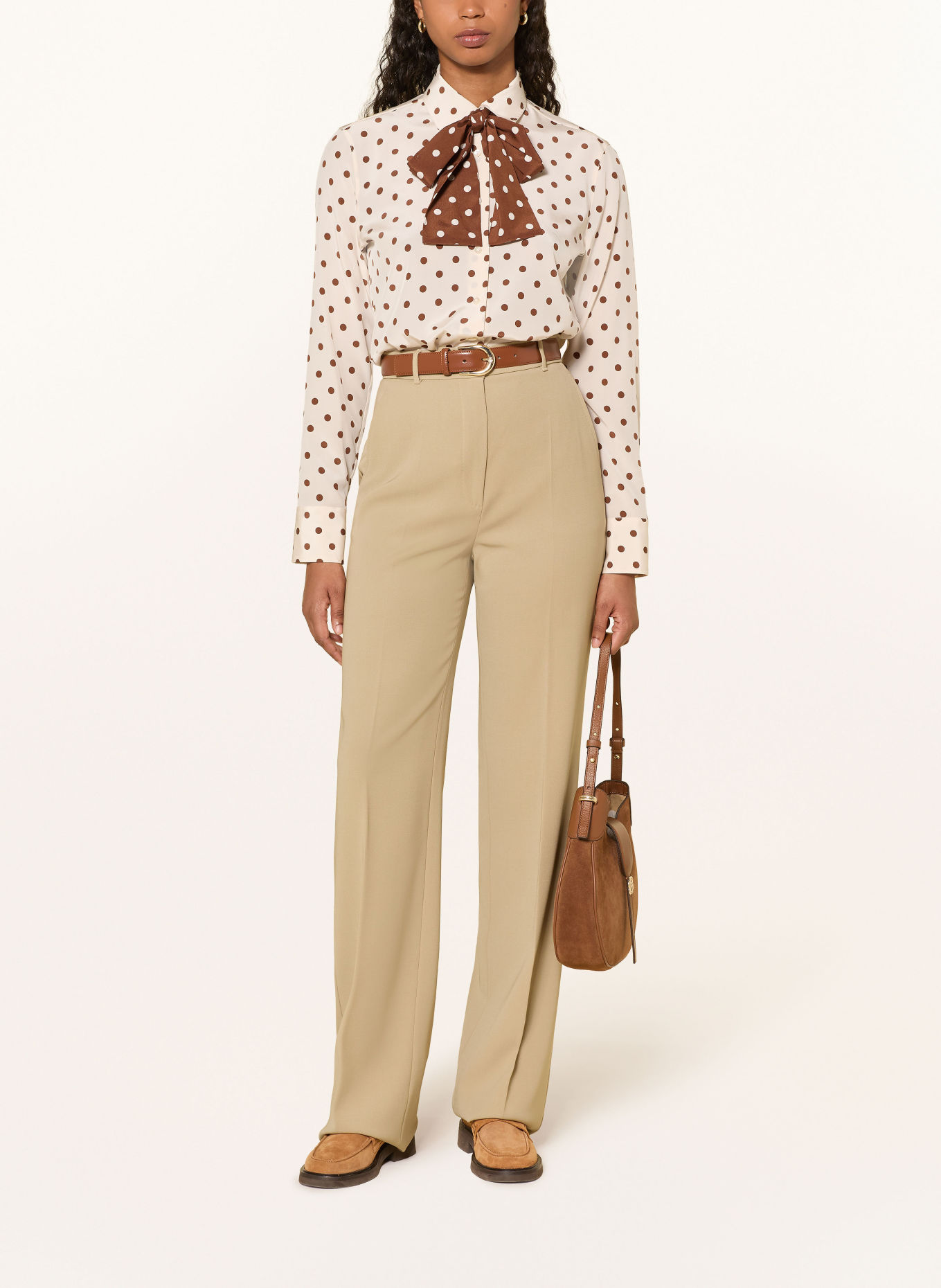 van Laack Hemdbluse VL-CELLYA-FB mit Seide und abnehmbarer Schluppe: CREME / BRAUN