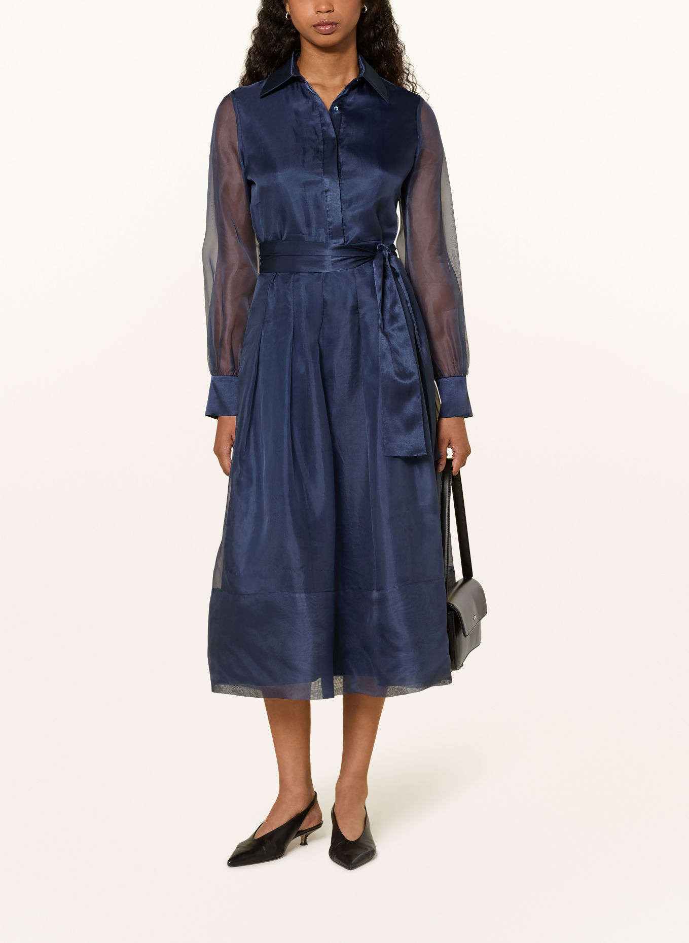 van Laack Silk shirt dress: DARK BLUE