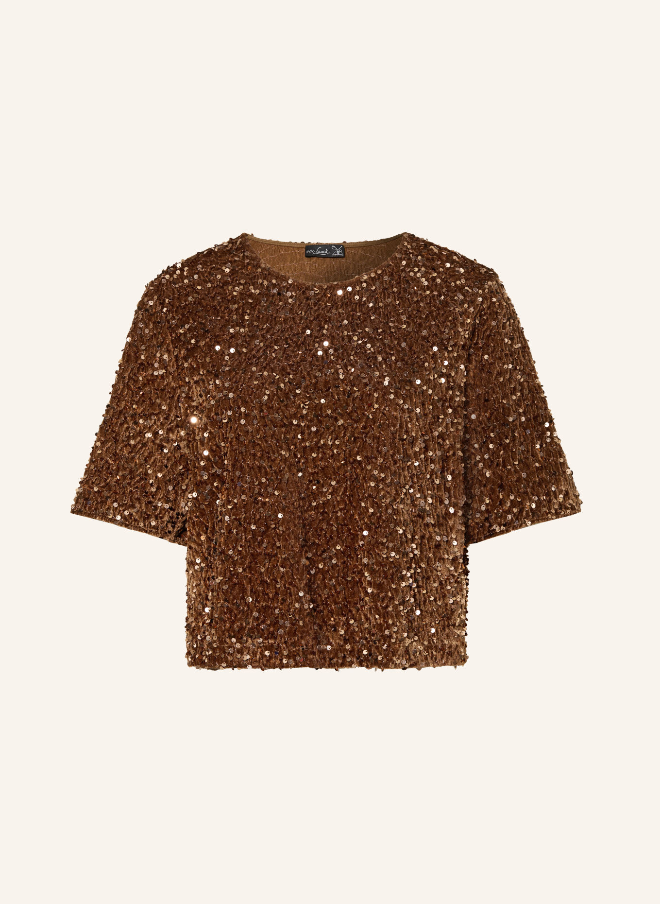 van Laack Nickishirt VL-JORINA-XX with sequins: BROWN
