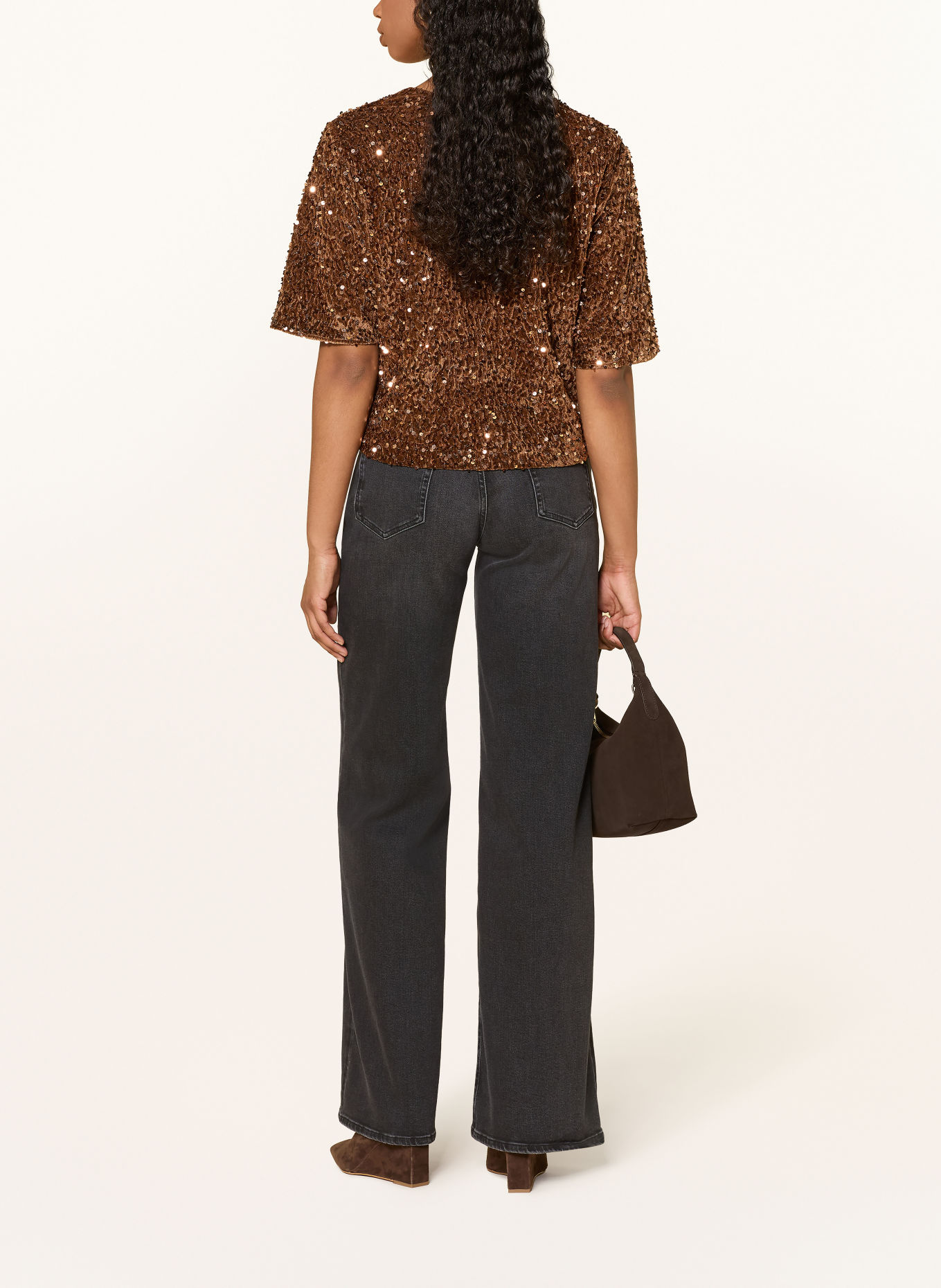 van Laack Nickishirt VL-JORINA-XX with sequins: BROWN