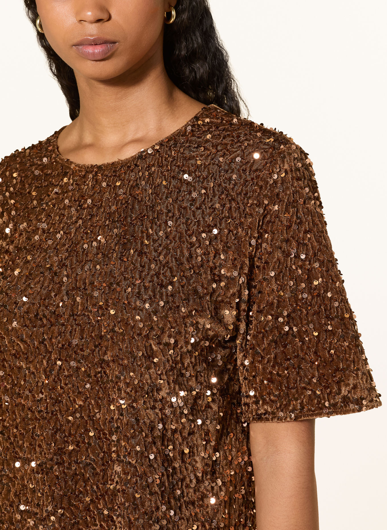 van Laack Nickishirt VL-JORINA-XX with sequins: BROWN