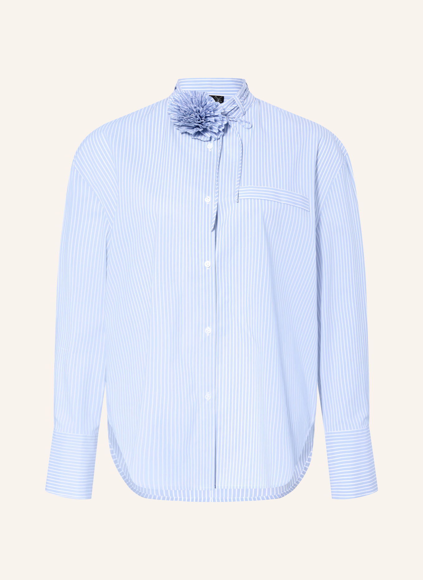 van Laack Blouse VL-BIJA-APPL: LICHTBLAUW / WIT