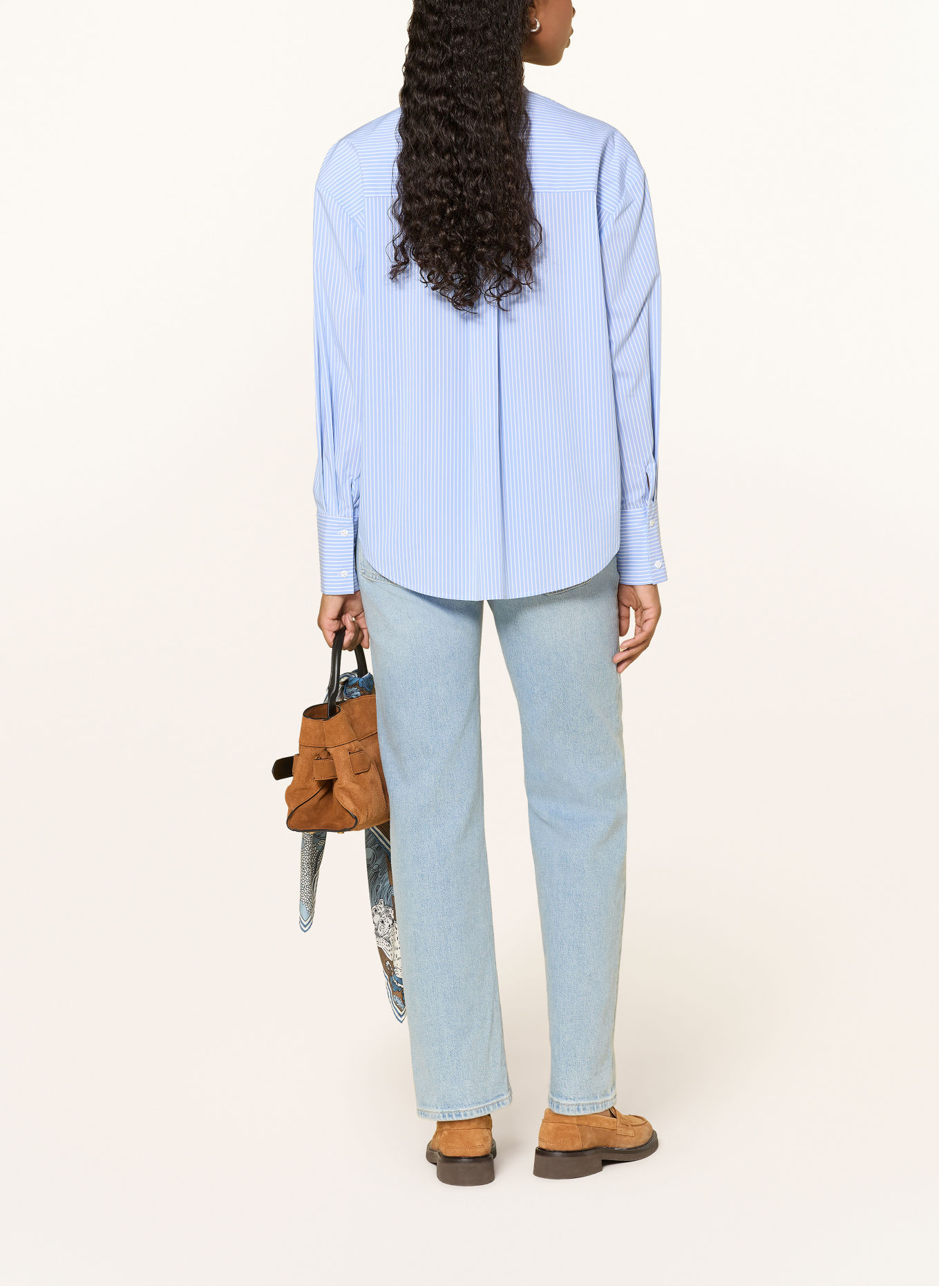 van Laack Blouse VL-BIJA-APPL: LICHTBLAUW / WIT