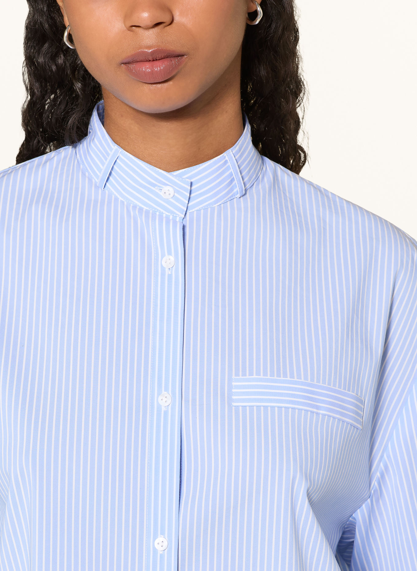 van Laack Blouse VL-BIJA-APPL: LICHTBLAUW / WIT