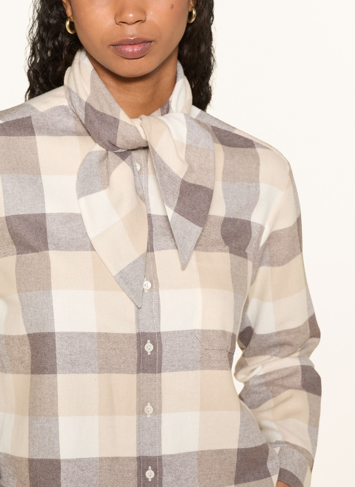 van Laack Flanellbluse VL-FLOKEA-FKOS: BEIGE / CREME / TAUPE