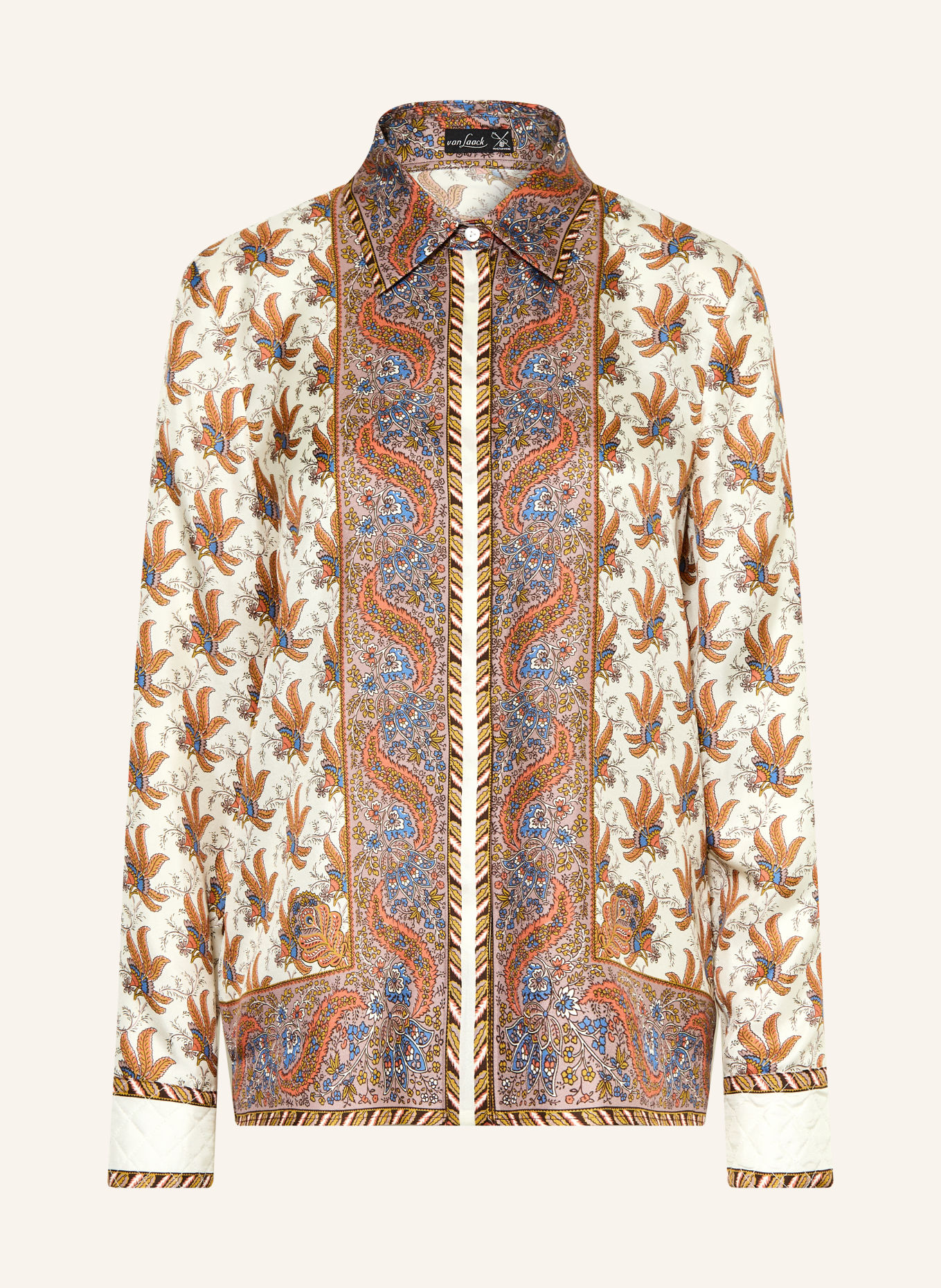 van Laack Silke-bluse VL-CELLISA-PX2: CREME / MØRKEORANGE / BLÅ