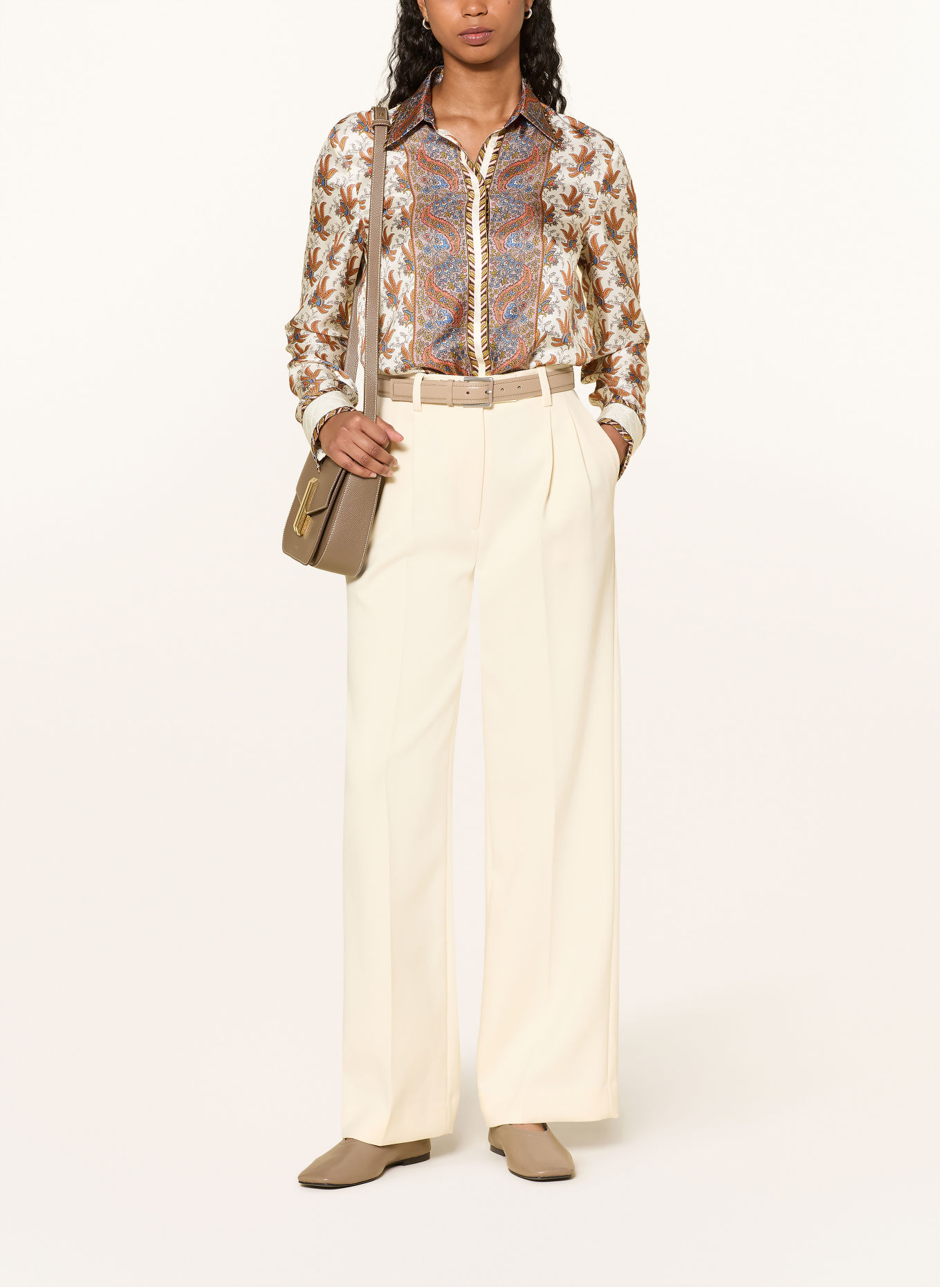 van Laack Silke-bluse VL-CELLISA-PX2: CREME / MØRKEORANGE / BLÅ