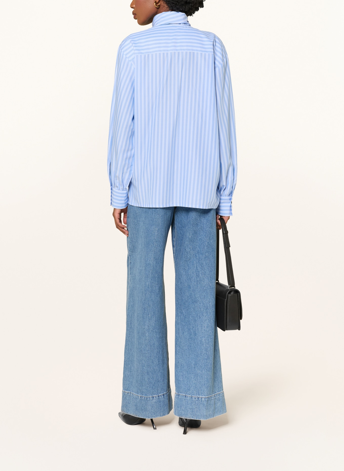 van Laack Blouse à nœud VL-UZMA-XX: BLEU CLAIR / BLEU FONCÉ / BLANC