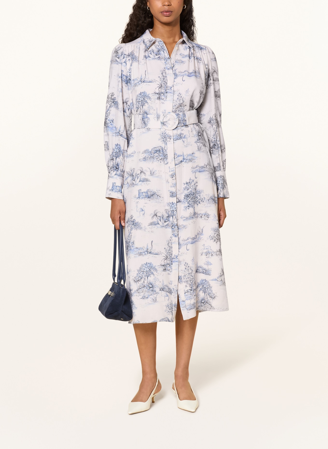 van Laack Hemdblusenkleid: WEISS / DUNKELBLAU