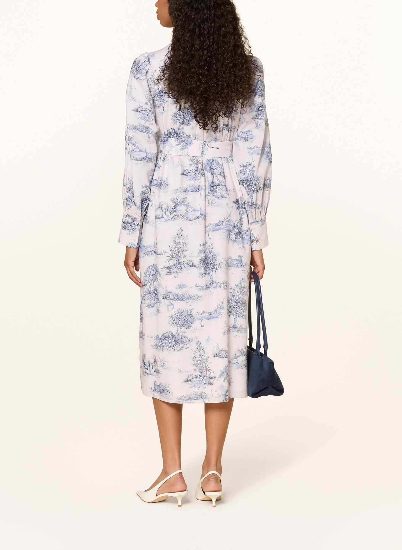 van Laack Hemdblusenkleid: WEISS / DUNKELBLAU