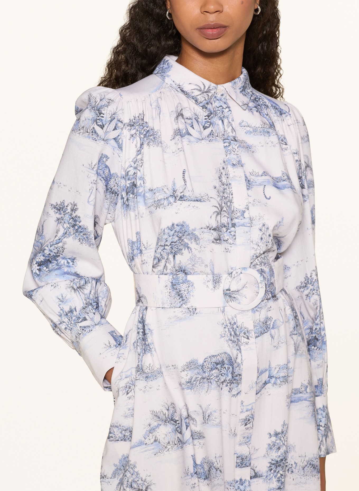 van Laack Hemdblusenkleid: WEISS / DUNKELBLAU