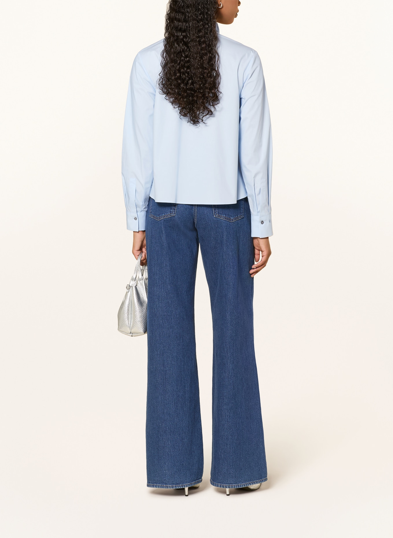 van Laack Blouse VL-NHEA-XX met ruches: LICHTBLAUW